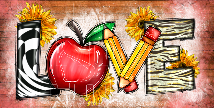 Love Teacher Life License Plate Sheets - Sublimation Transfer