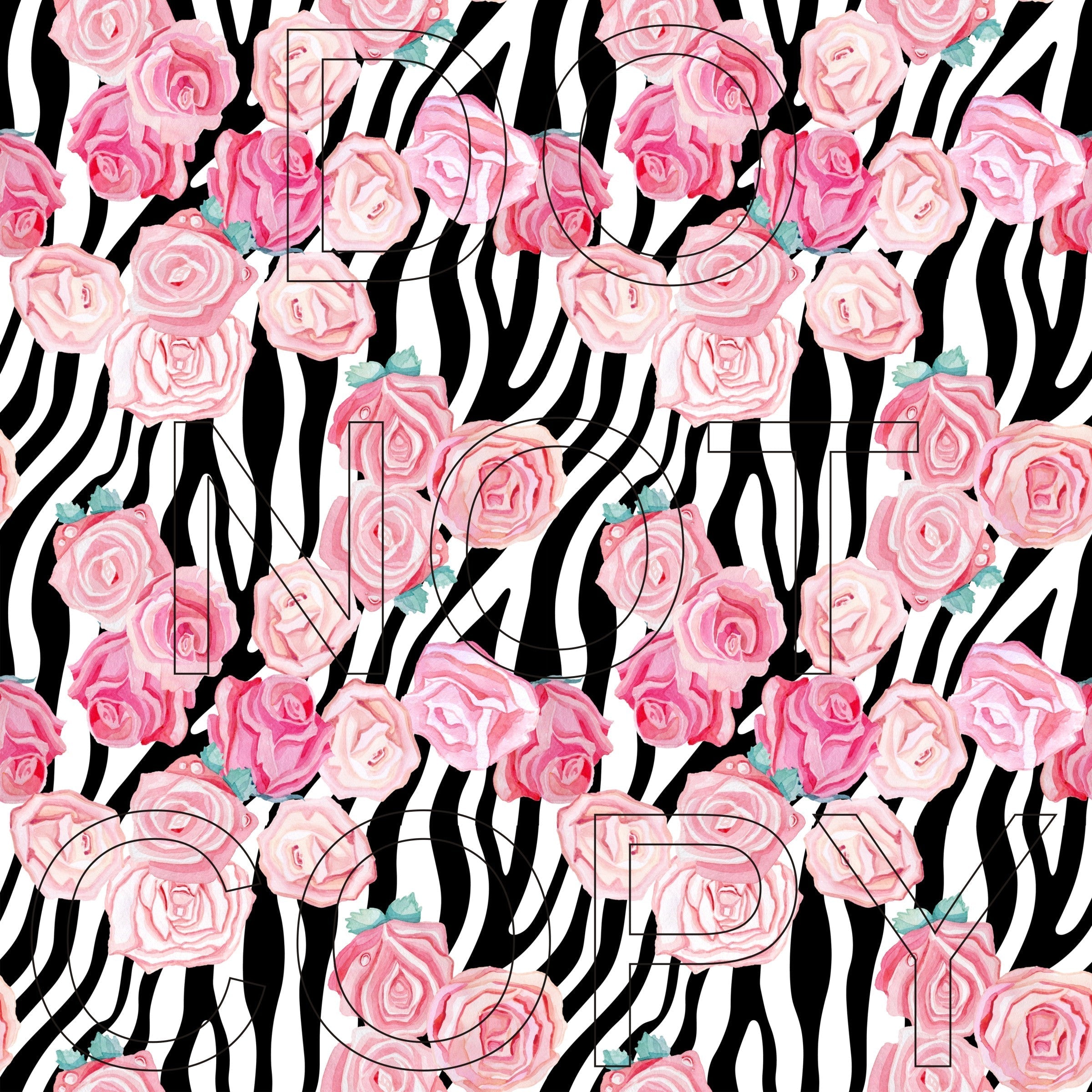 Zebra & Roses - Full Pattern - Vinyl, Sublimation Transfers