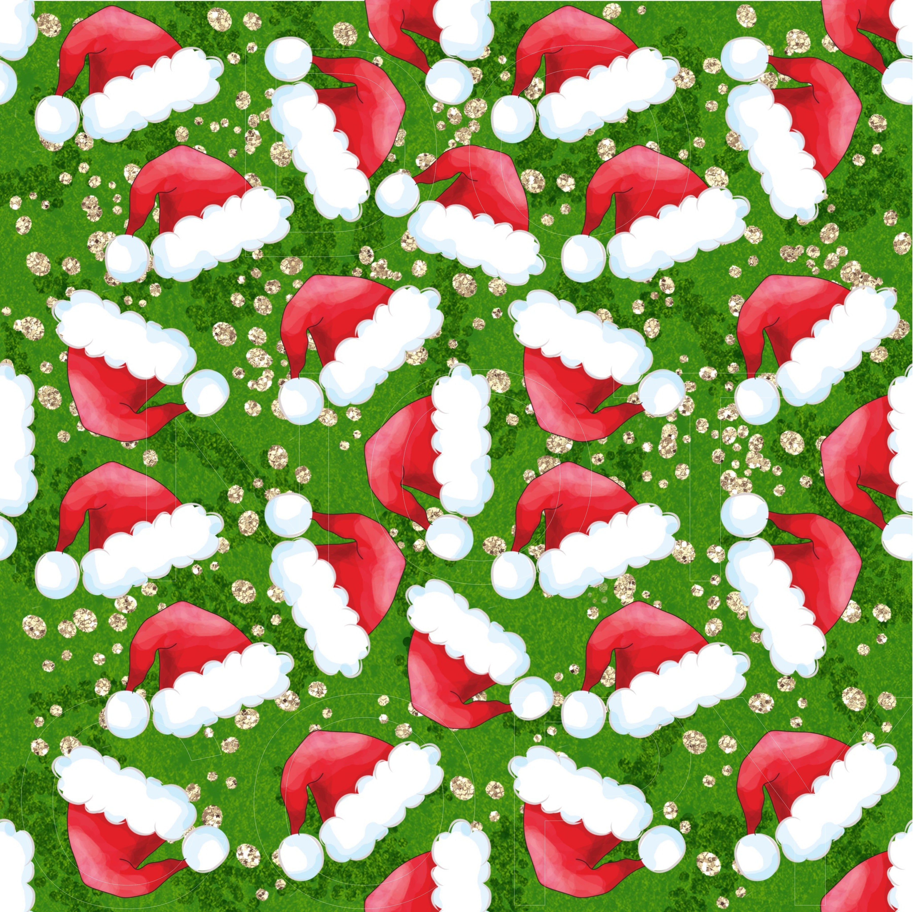 Christmas Santa Hat - Full Pattern - Vinyl, Sublimation Transfers