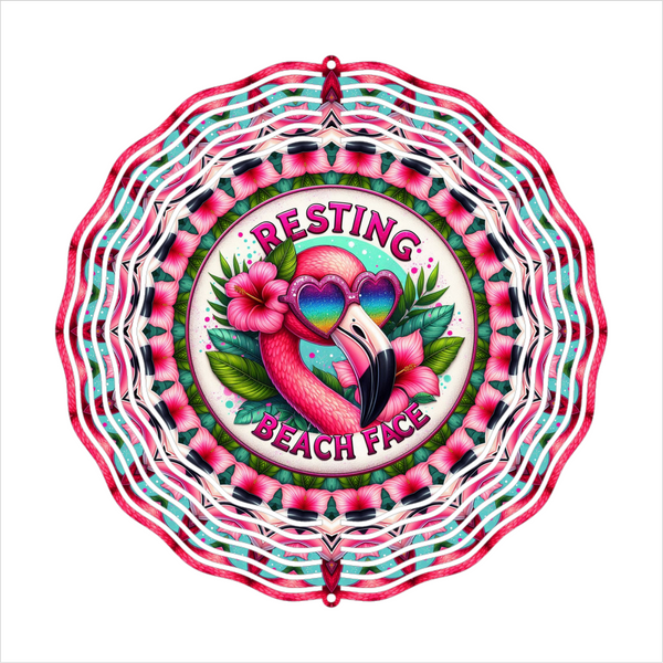 Resting Beach Face Flamingo - Wind Spinner - Sublimation Transfer