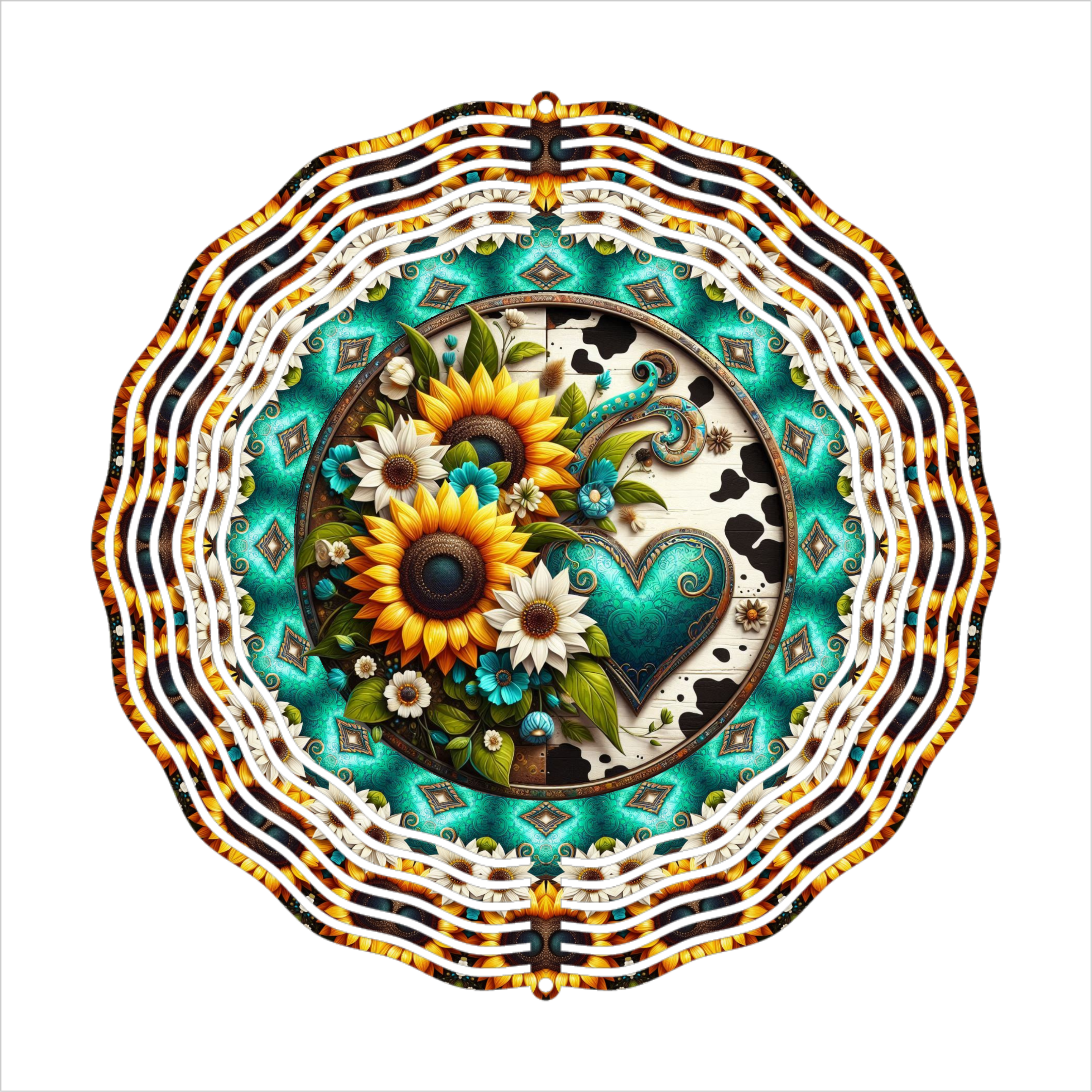 Sunflowers & Teal - Wind Spinner - Sublimation Transfer