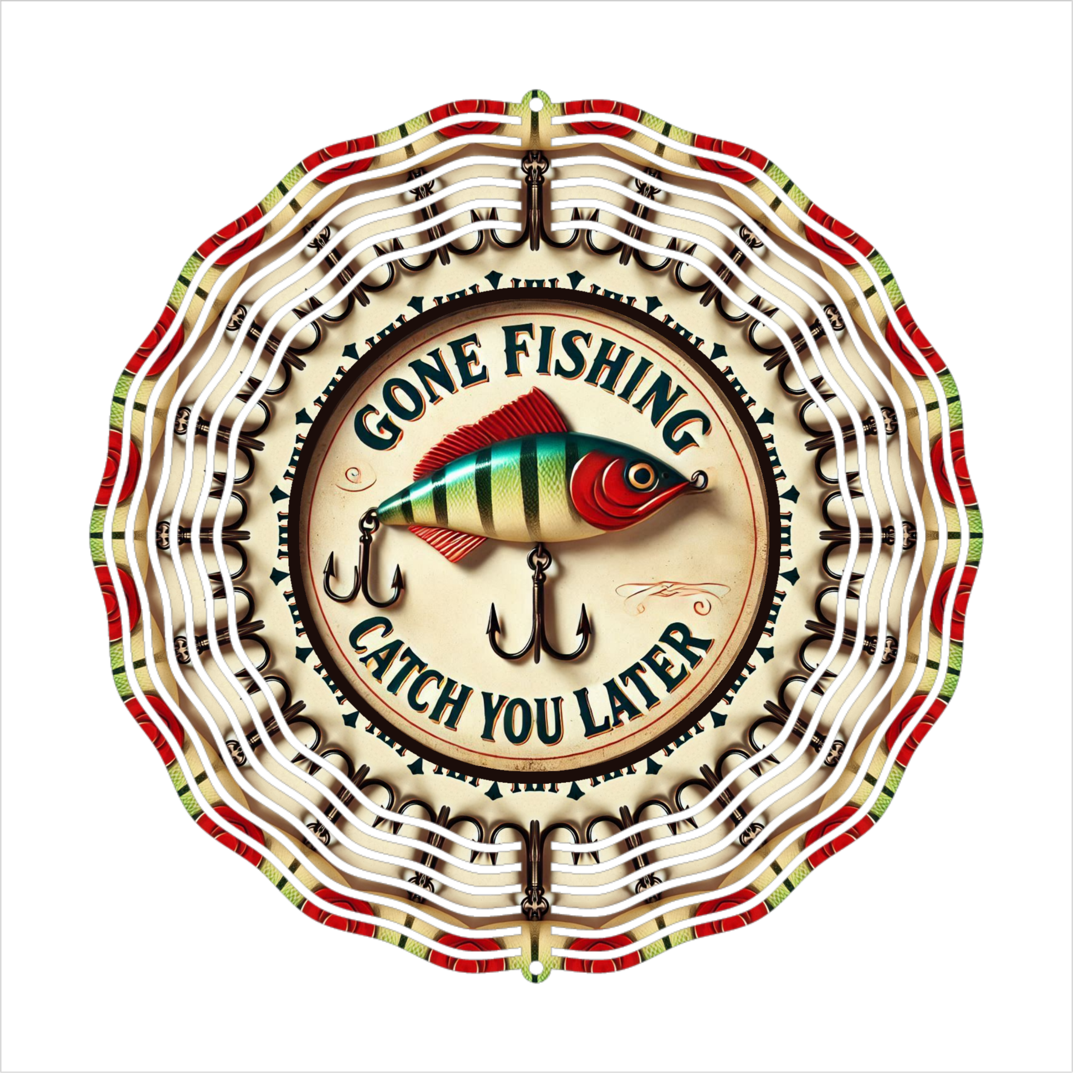 Gone Fishing Catch You Later - Wind Spinner - Sublimation Transfer