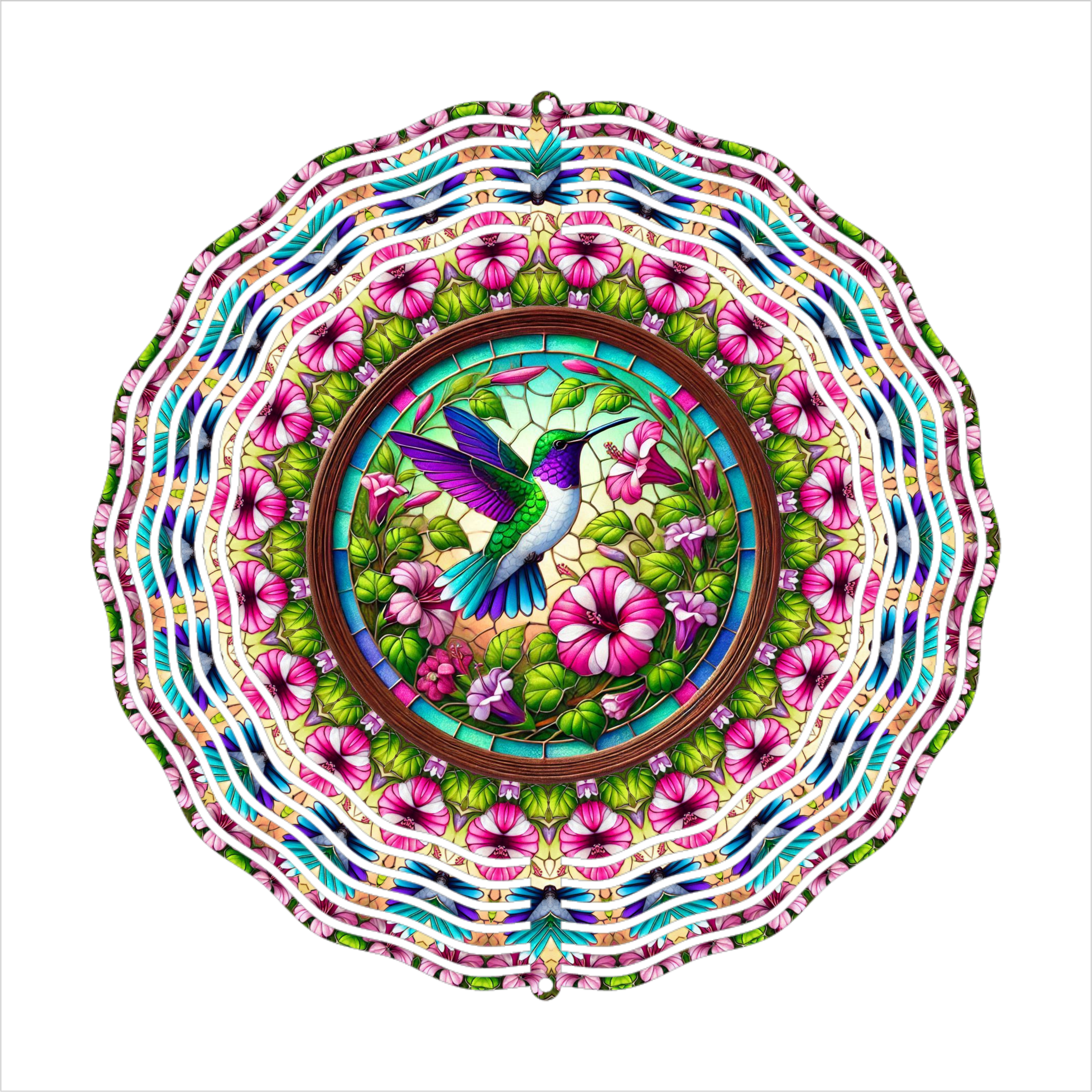 Humming Bird & Morning Glorys - Wind Spinner - Sublimation Transfer