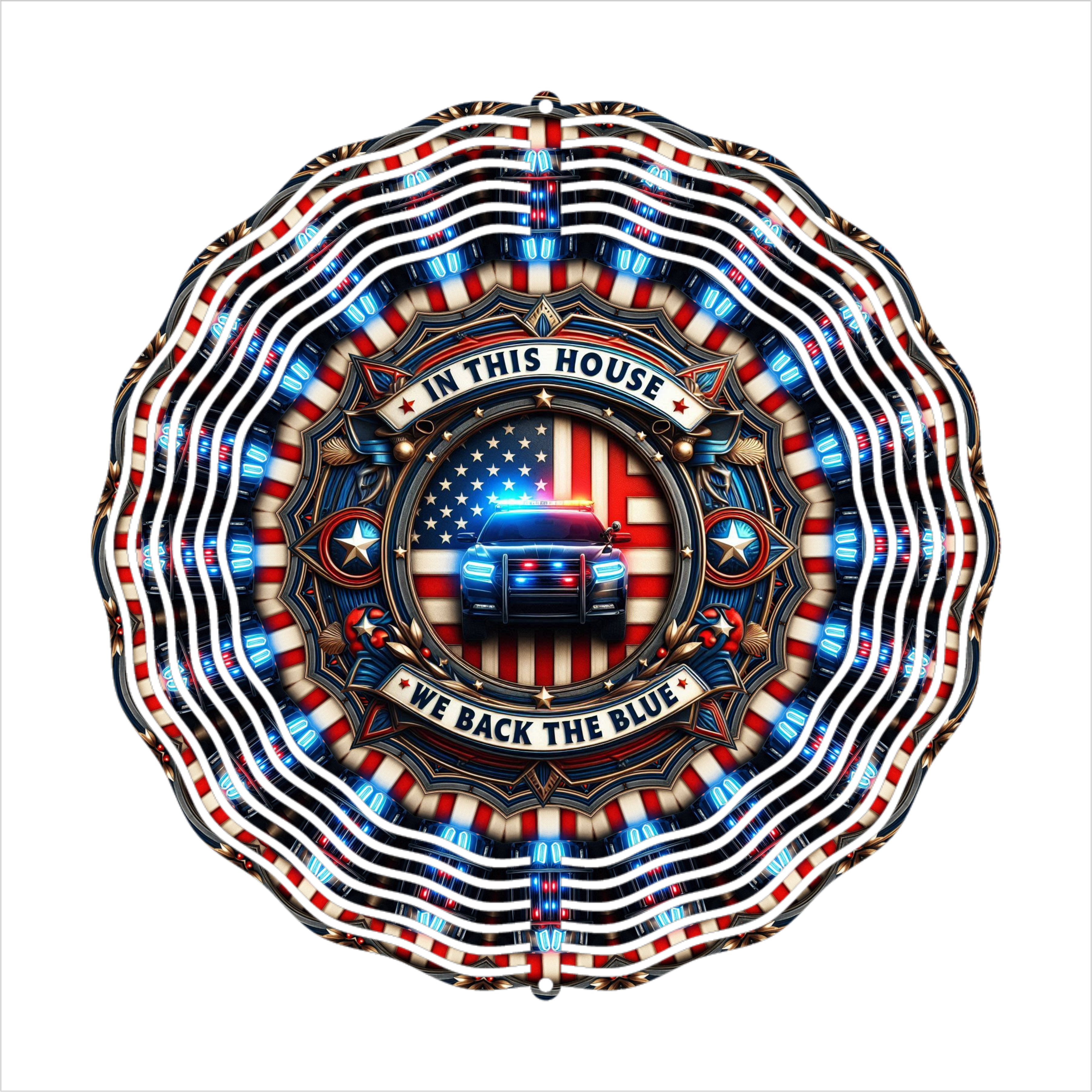 In This House We Back The Blue - Wind Spinner - Sublimation Transfers