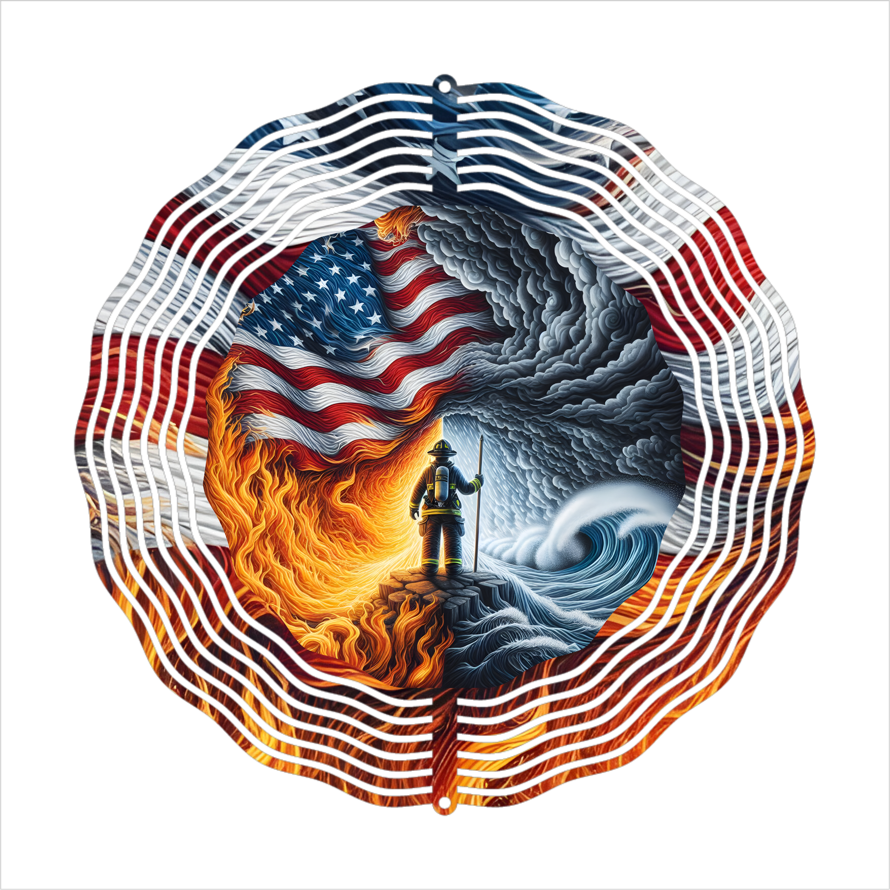 Fire & Water Firefighter - Wind Spinner - Sublimation Transfer