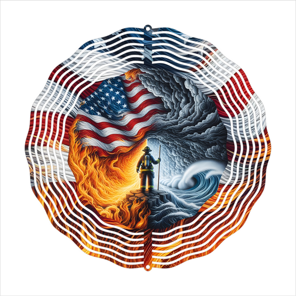 Fire & Water Firefighter - Wind Spinner - Sublimation Transfer
