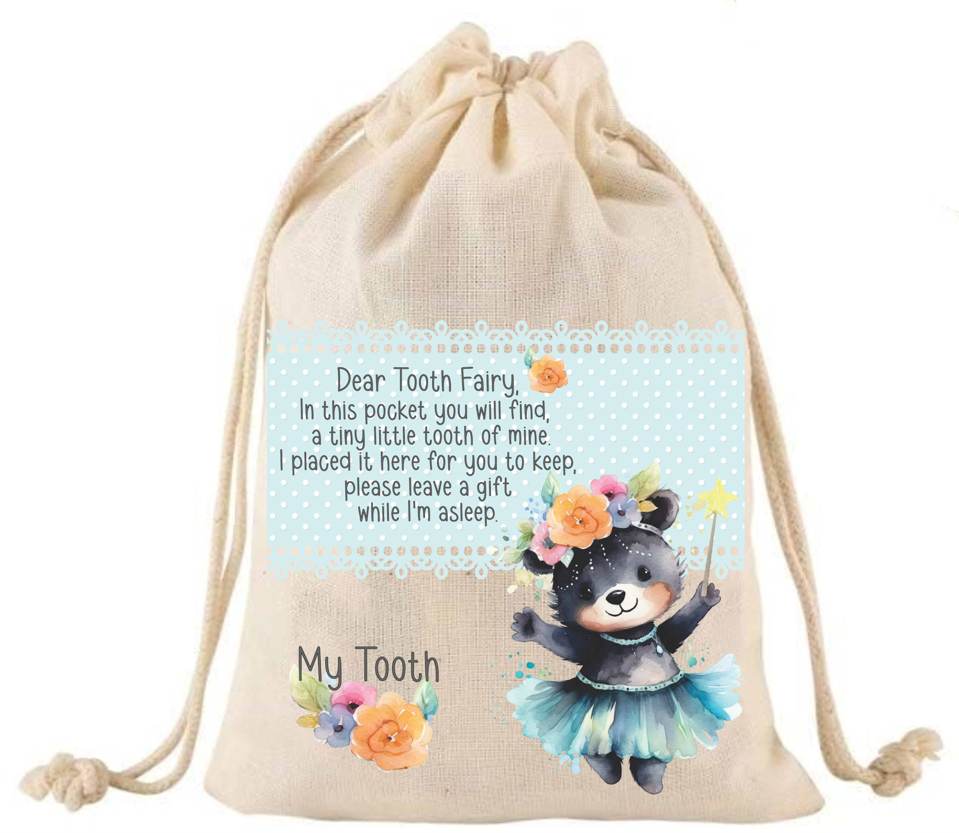 Tooth Fairy Ballerina Bear - DTF Transfer