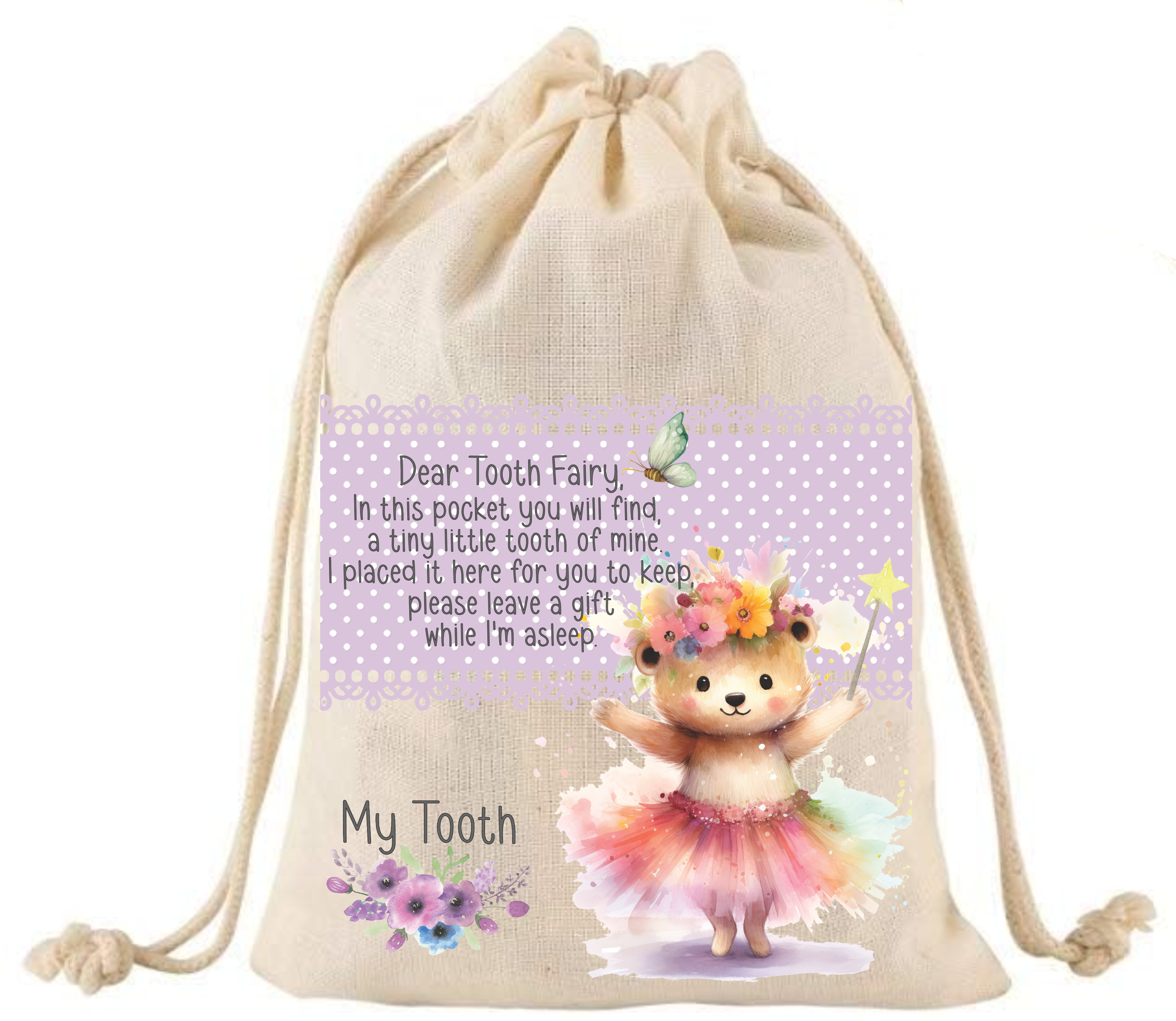 Tooth Fairy Ballerina Bear - DTF Transfer