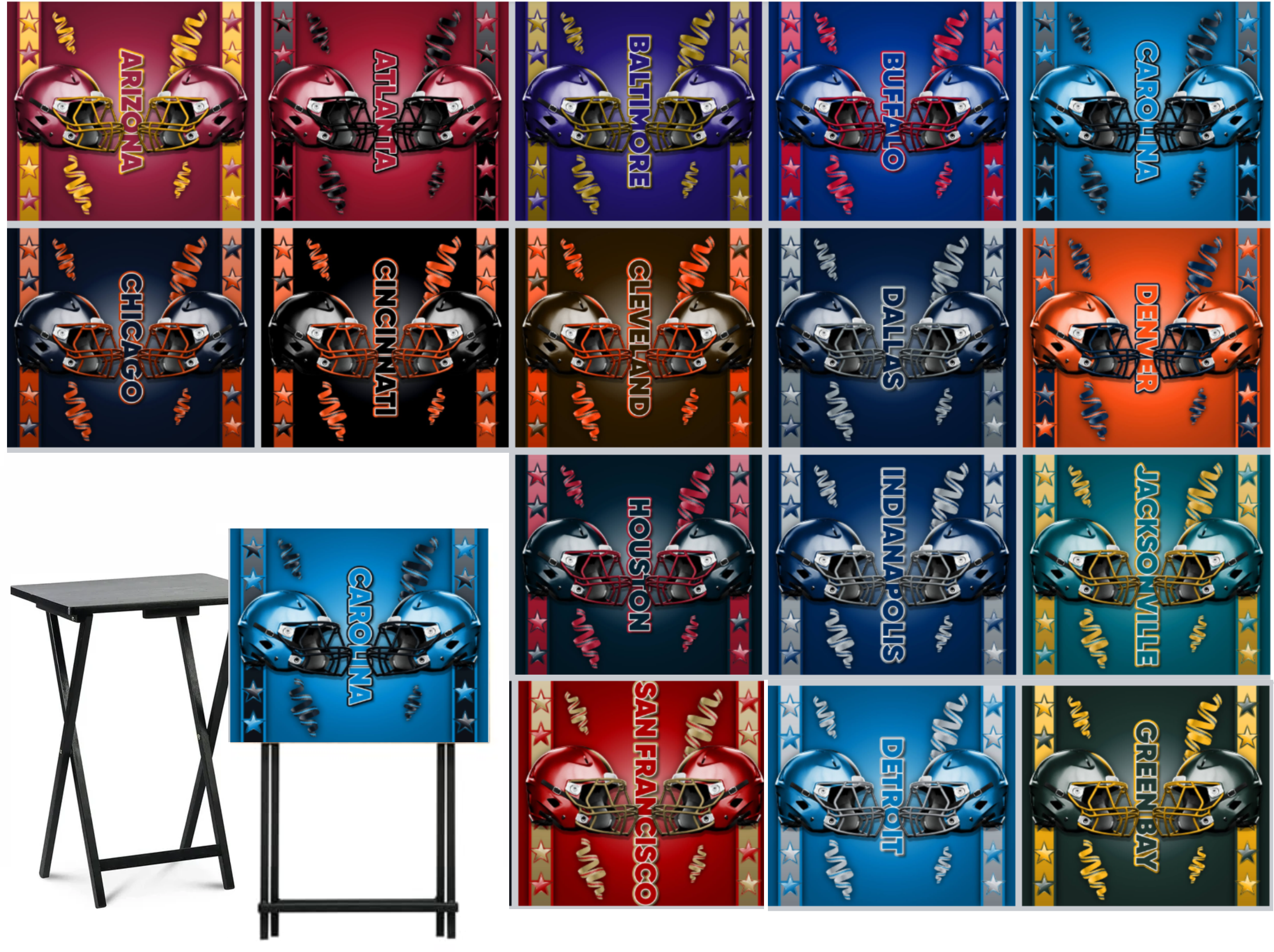 Football - Choose Team (Set 1) - Facing Helmets - Tray Table Wrap - Permanent