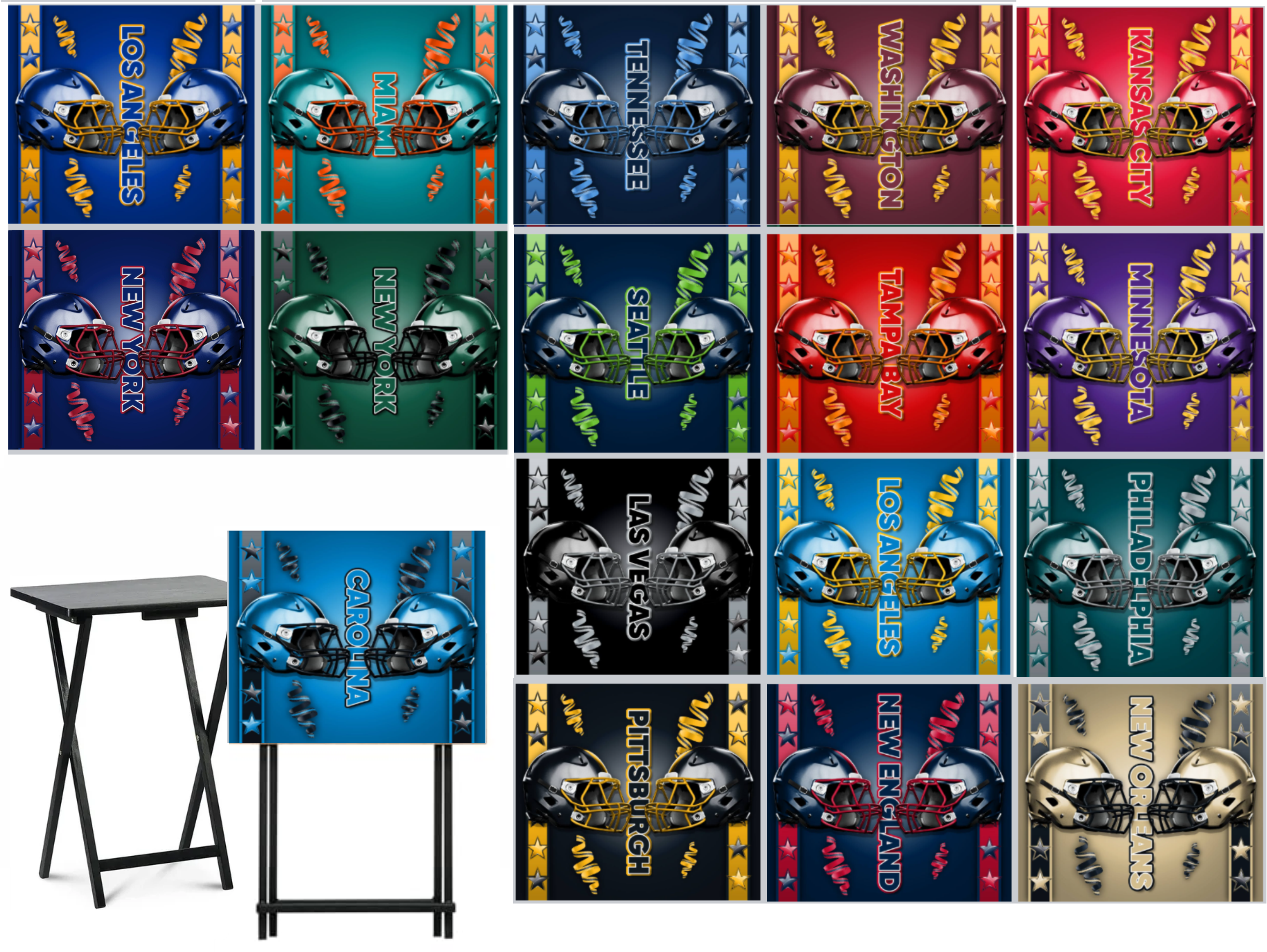 Football - Choose Team (Set 2) - Facing Helmets - Tray Table Wrap - Permanent