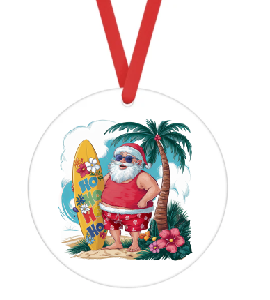 Beachy Santa - Christmas Ornament -  UV DTF Decals