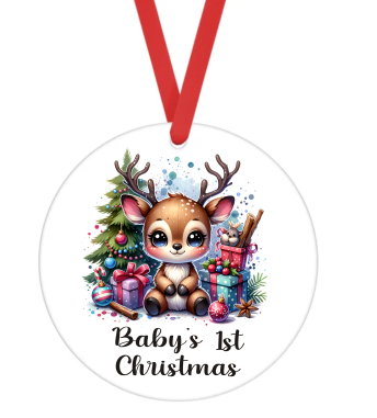 Baby's 1st Christmas - Christmas Ornament -  UV DTF Decals