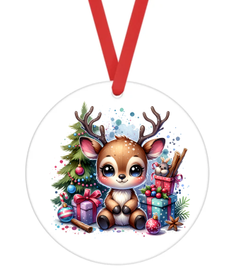 Adorable Reindeer - Christmas Ornament -  Sublimation Transfer