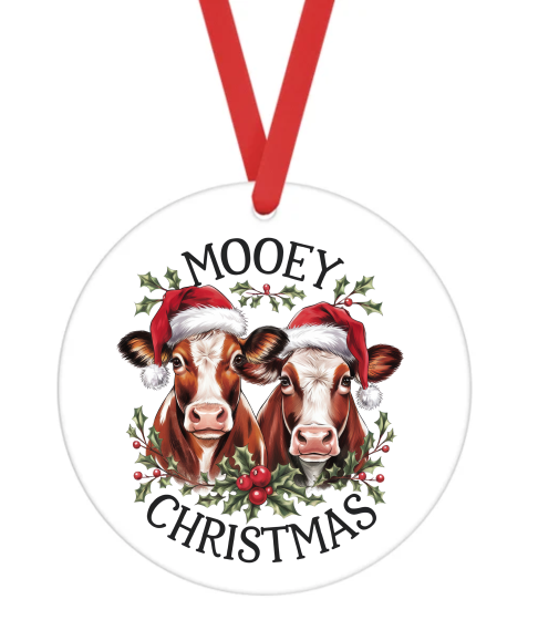 Mooey Christmas - Christmas Ornament -  UV DTF Decals