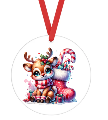 Reindeer - Christmas Ornament -  UV DTF Decals