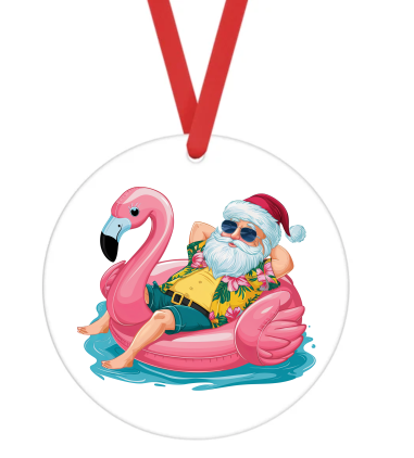 Santa On Float - Christmas Ornament -  UV DTF Decals
