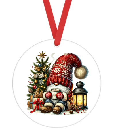 Christmas Gnome - Christmas Ornament -  UV DTF Decals