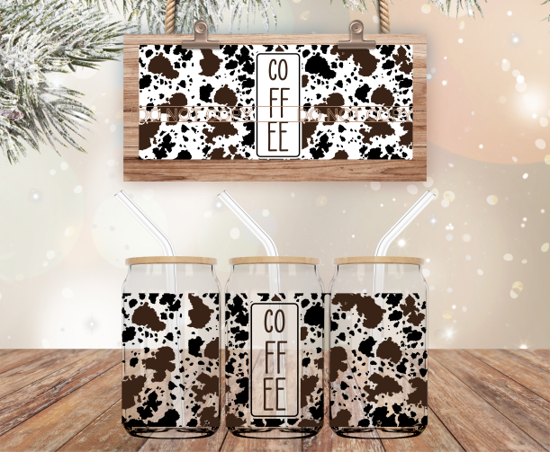 Coffee Cow Print -  UV DTF Transfer Wraps