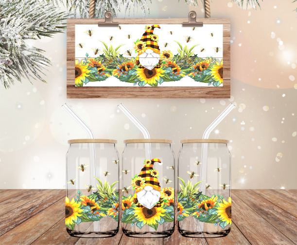 Gnome & Sunflowers -  UV DTF Transfer Wraps