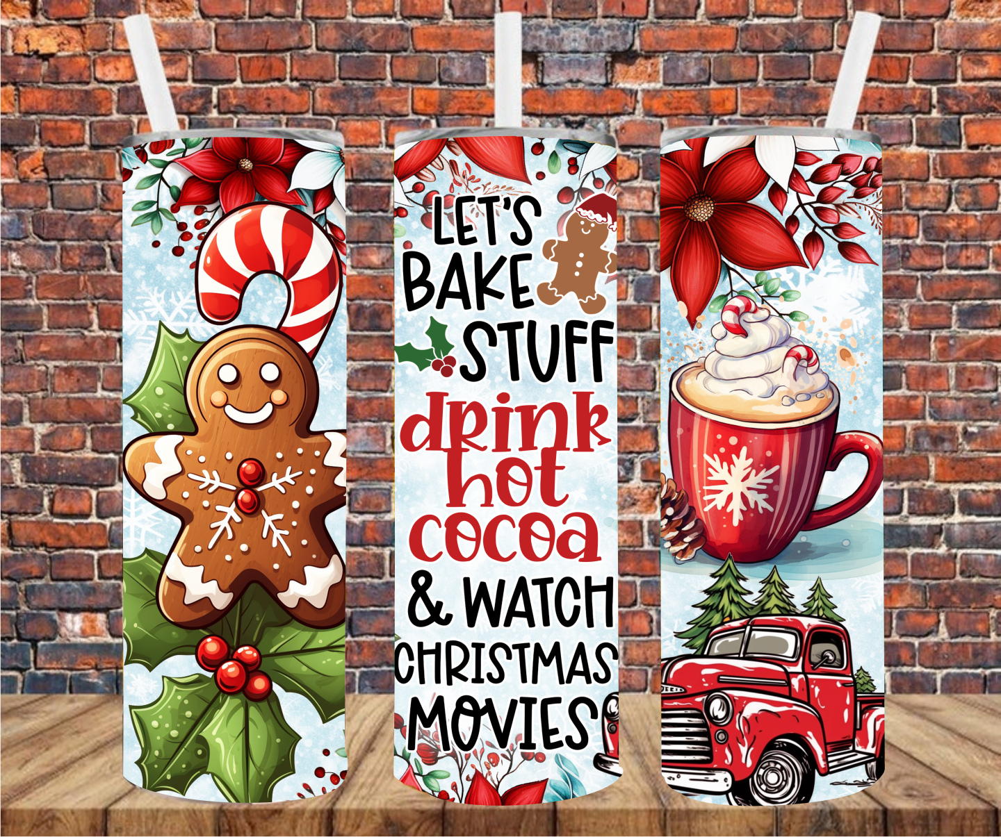 Let's Bake Stuff & Watch Christmas Movies - Tumbler Wrap - Sublimation Transfers