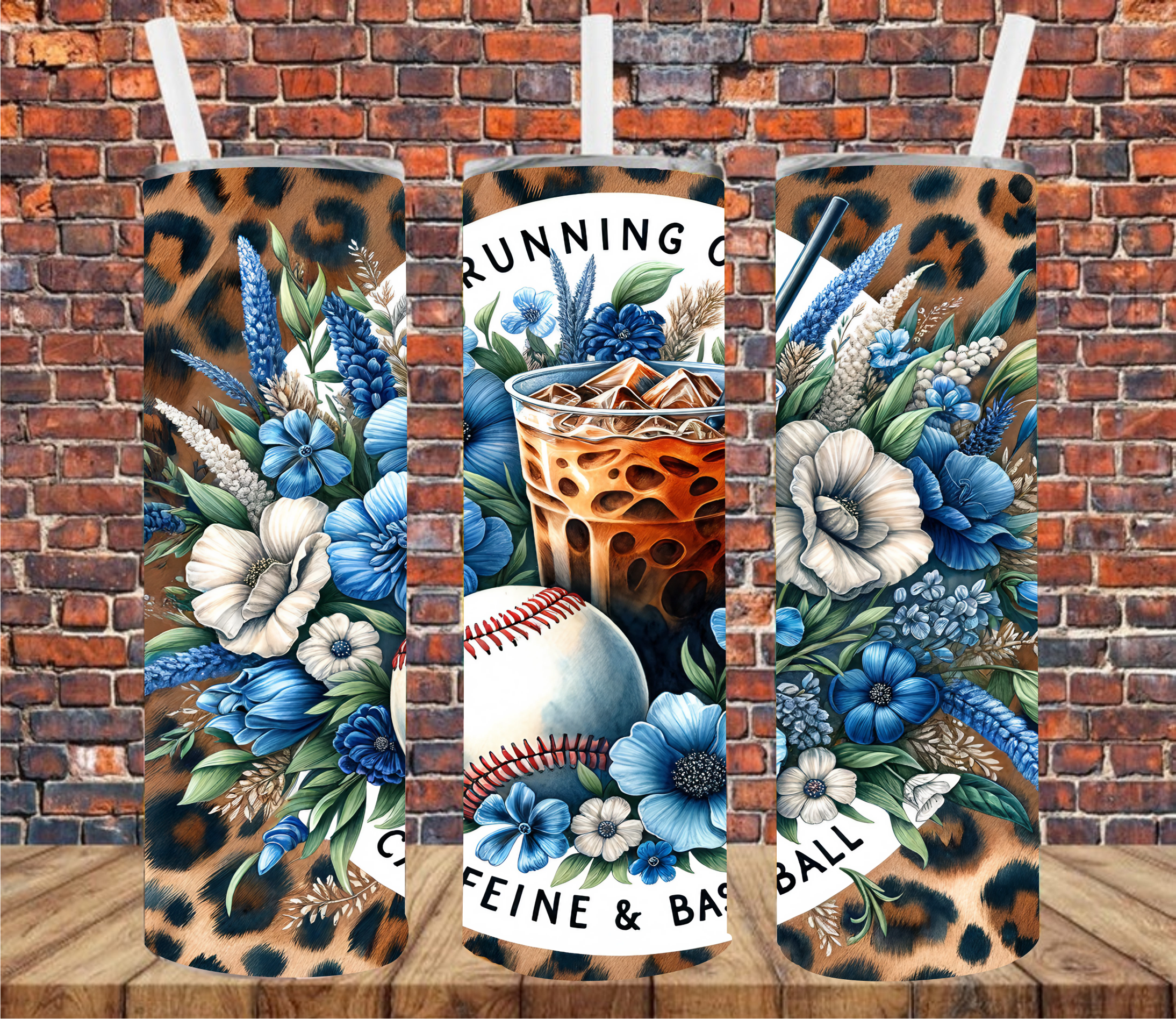 Running On Caffeine & Baseball - Tumbler Wrap - Sublimation Transfer