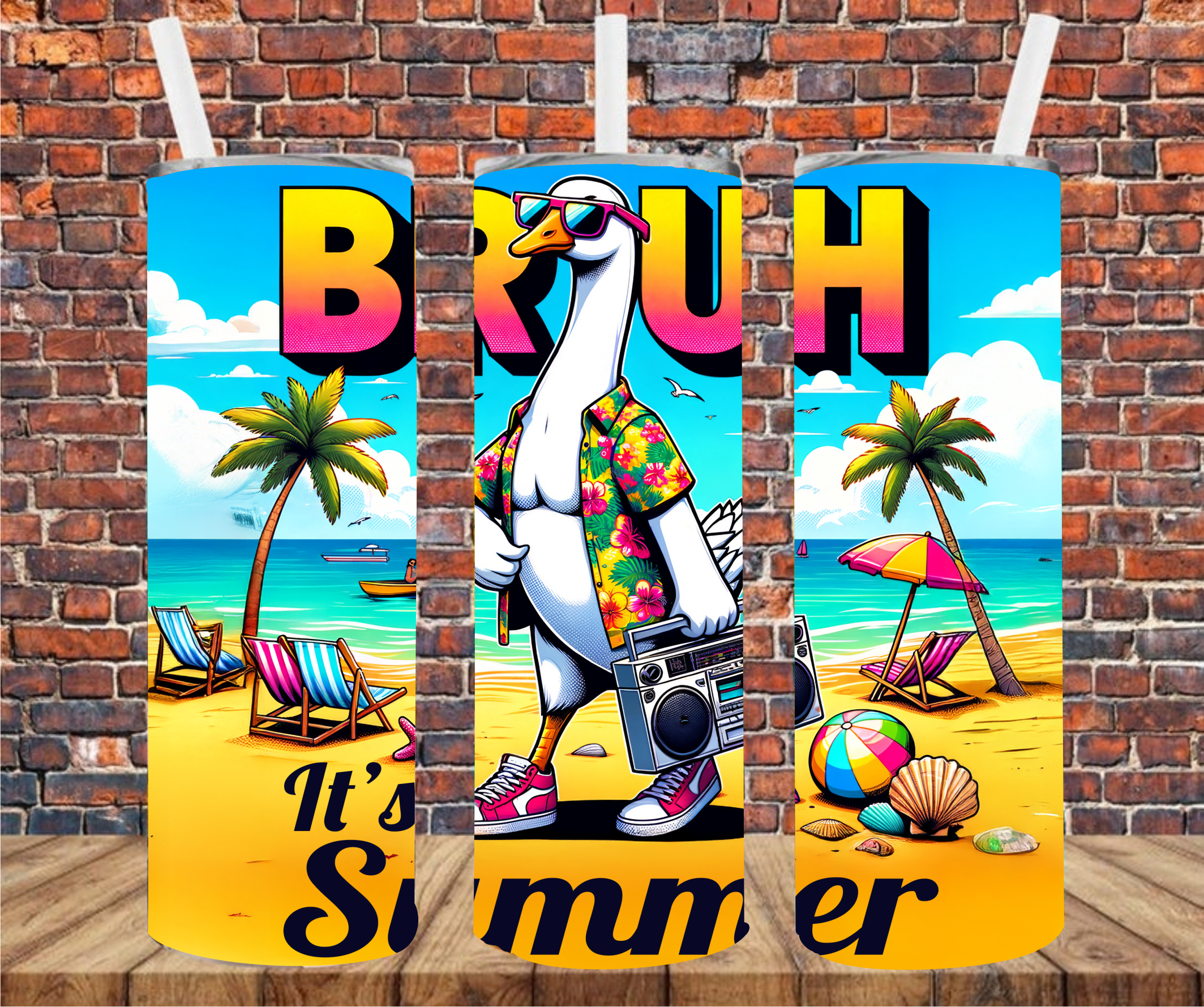 Bruh It's Summer Goose - Tumbler Wrap - Vinyl Transfer