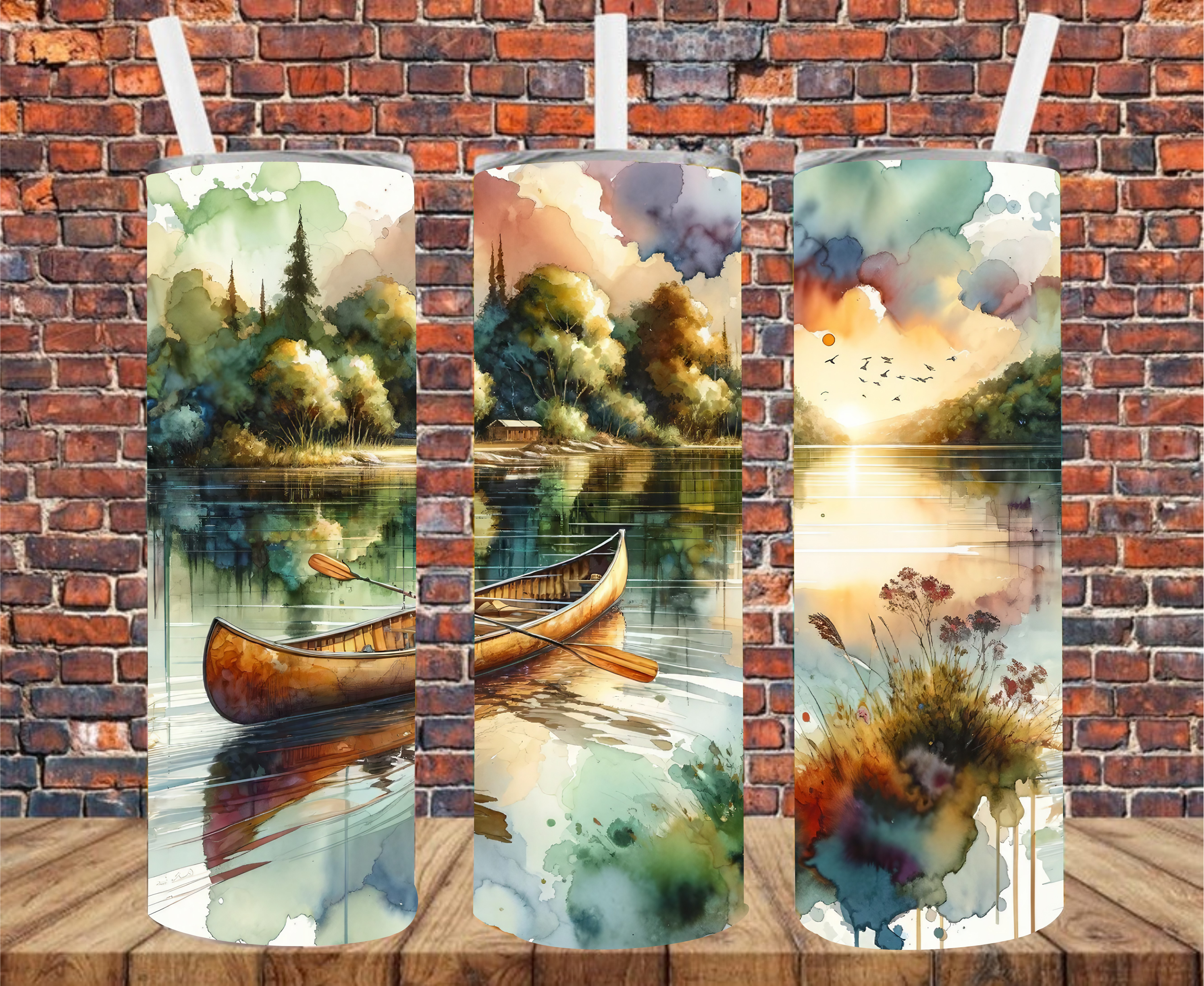 Canoe On Lake - Tumbler Wrap - Sublimation Transfer