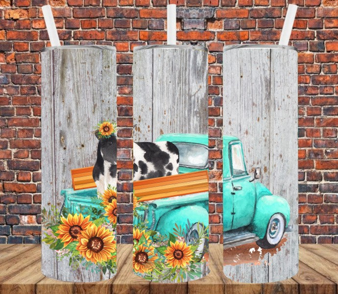 Cow in Vintage Truck - Tumbler Wrap Vinyl Transfers
