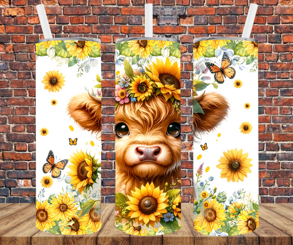 Country Cow & Sunflowers - Tumbler Wrap - Sublimation Transfers