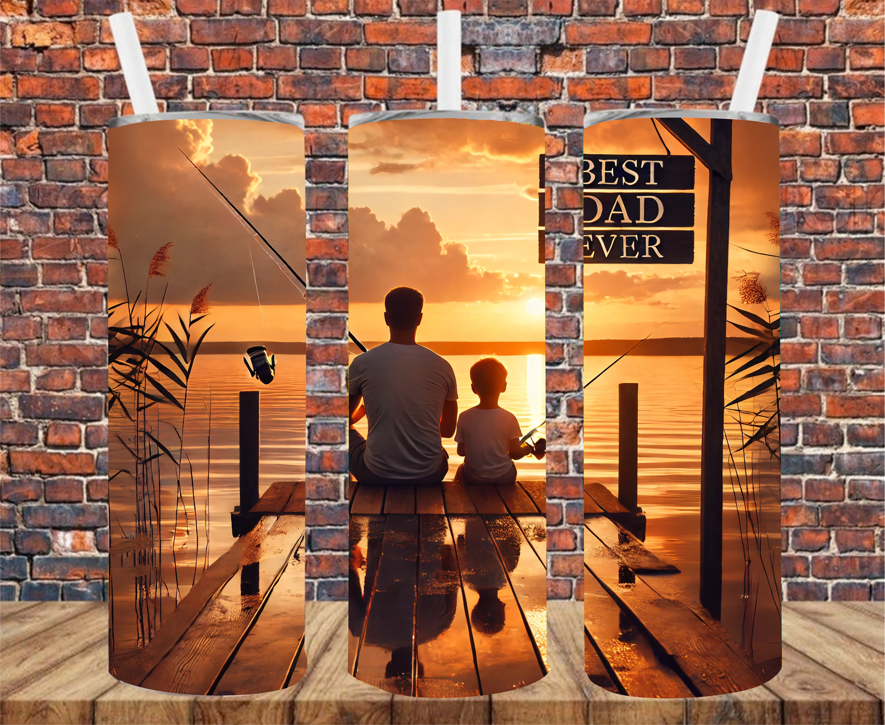 Father & Son Fishing, Best Dad Ever - Tumbler Wrap - Sublimation Transfer