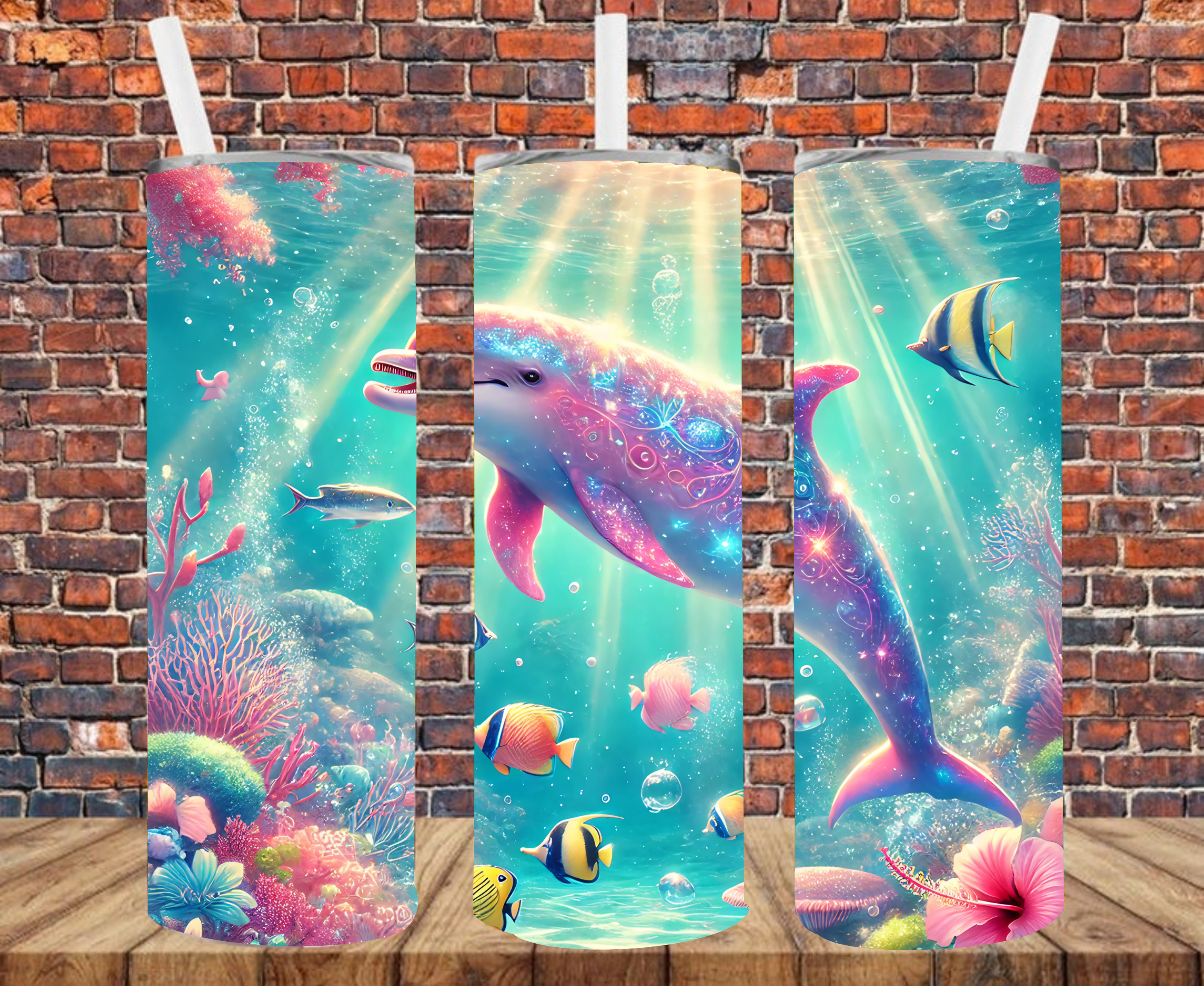 Swimming Dolphin - Tumbler Wrap - Sublimation Transfer