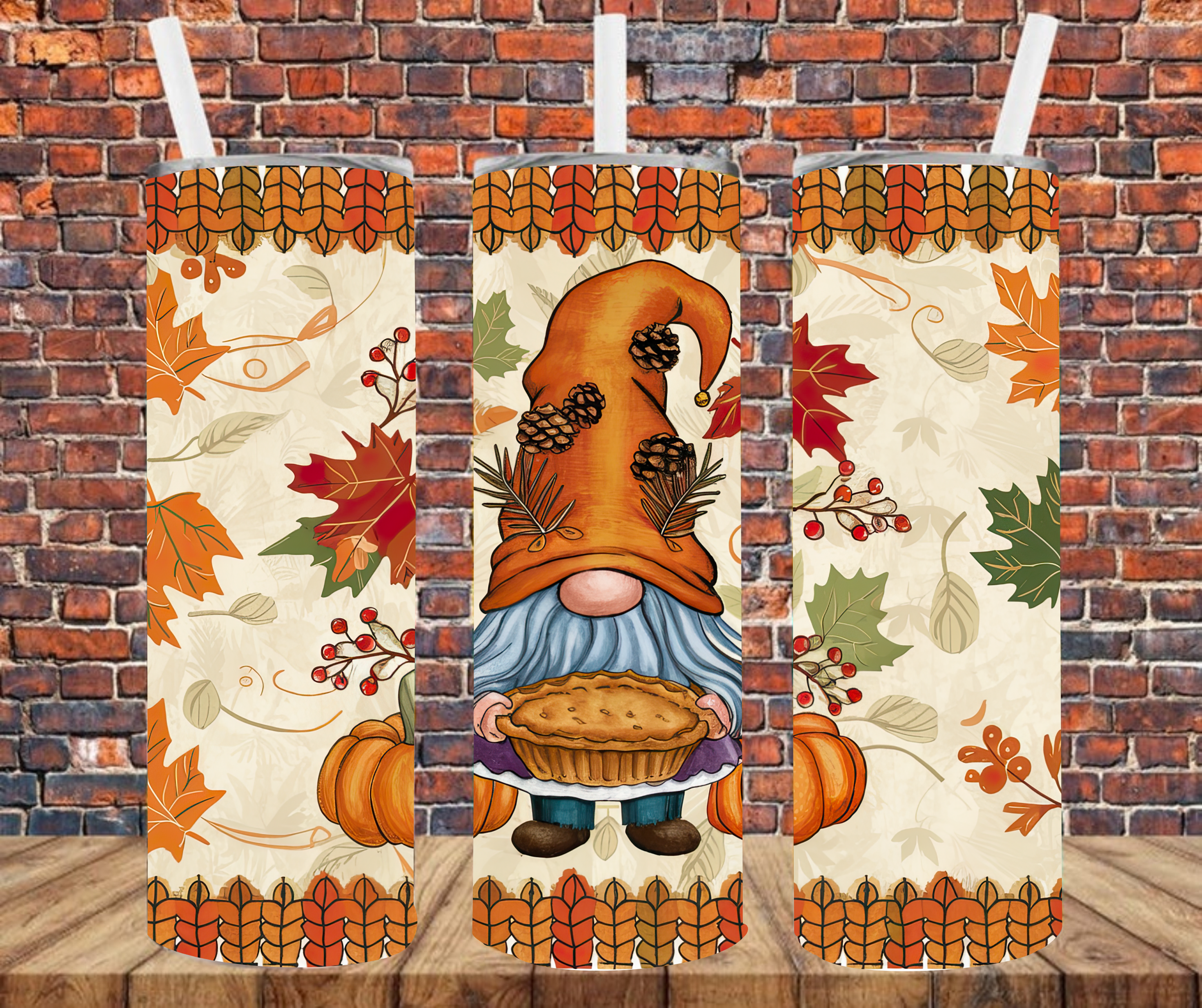 Fall Gnome - Tumbler Wrap - vinyl Transfers