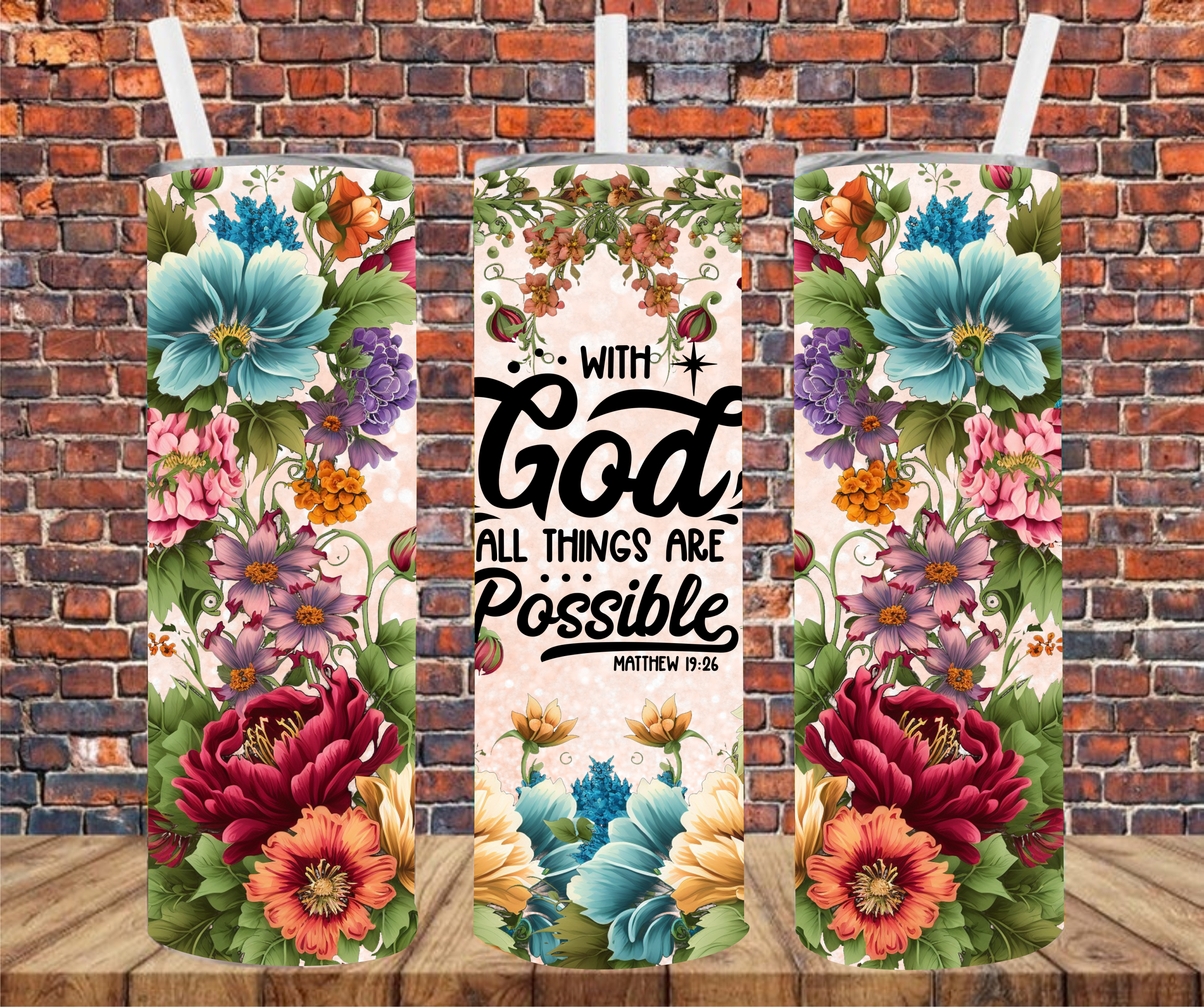 With God All Things Are Possible - Tumbler Wrap - Sublimation Transfer