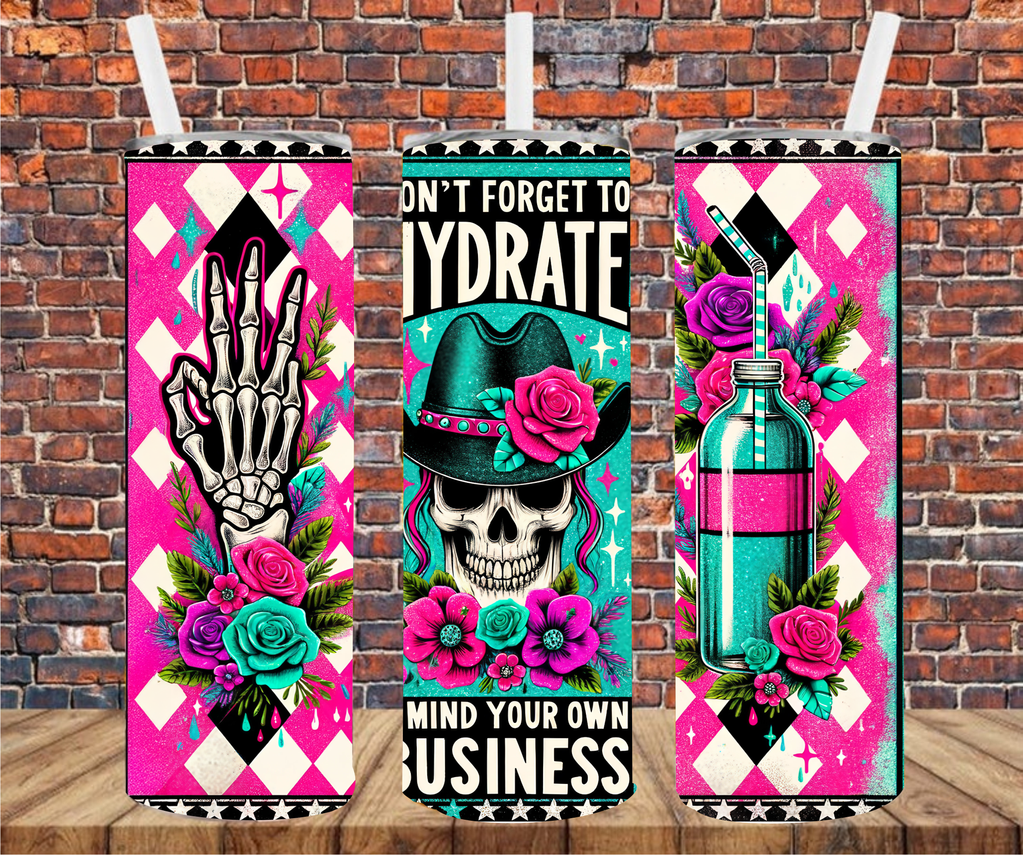 Don't Forget To Hydrate & Mind Your Own Business - Tumbler Wrap - Vinyl Transfer