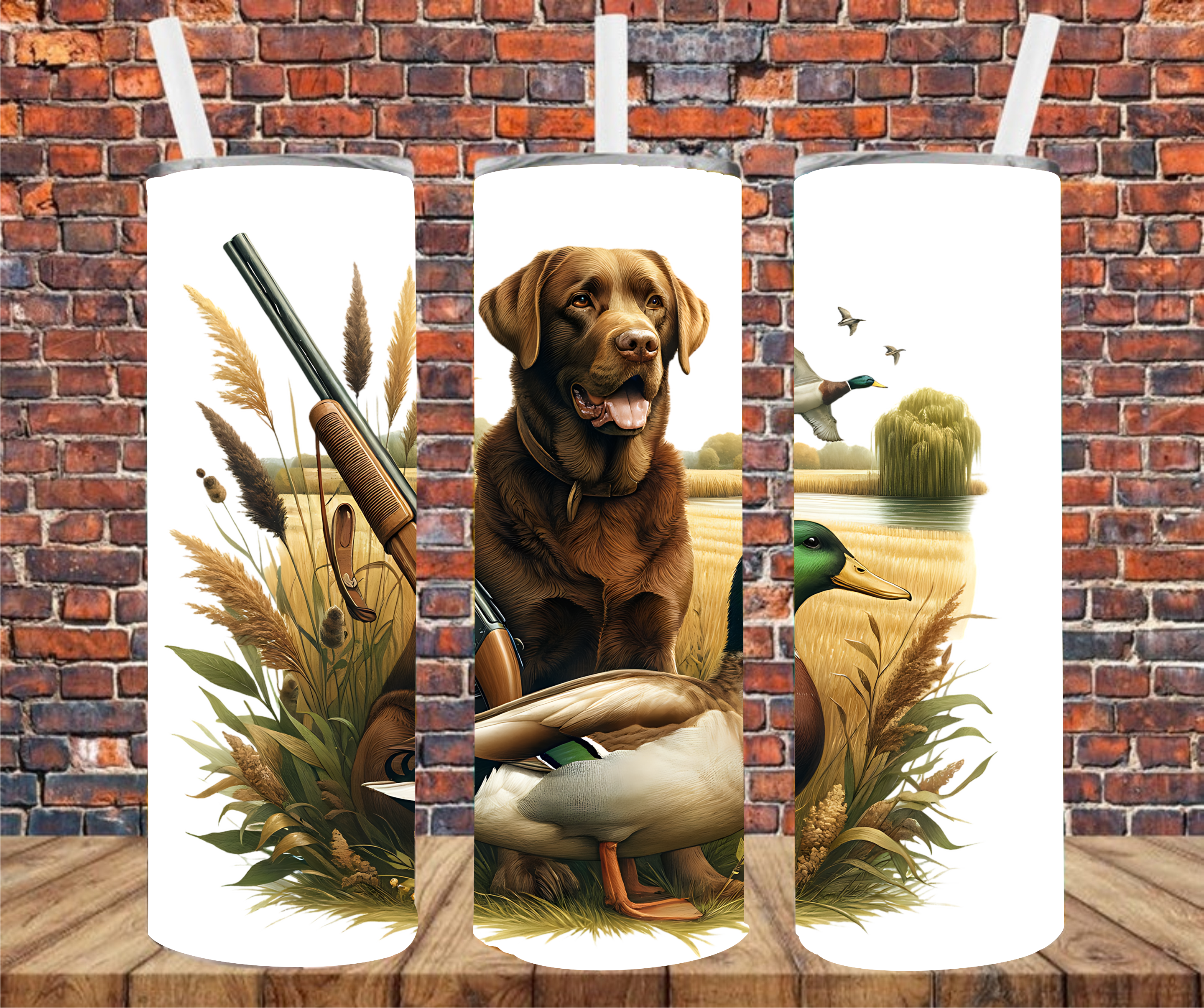 Chocolate Lab Duck Hunting - Tumbler Wrap - Sublimation Transfers