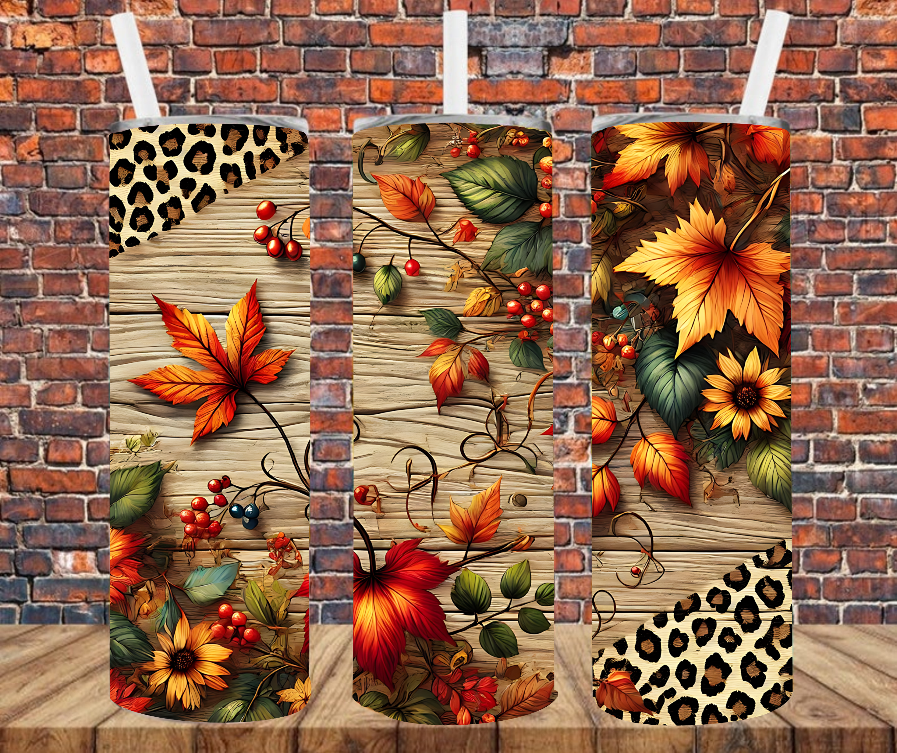 Autumn Leaves - Tumbler Wrap - vinyl Transfers