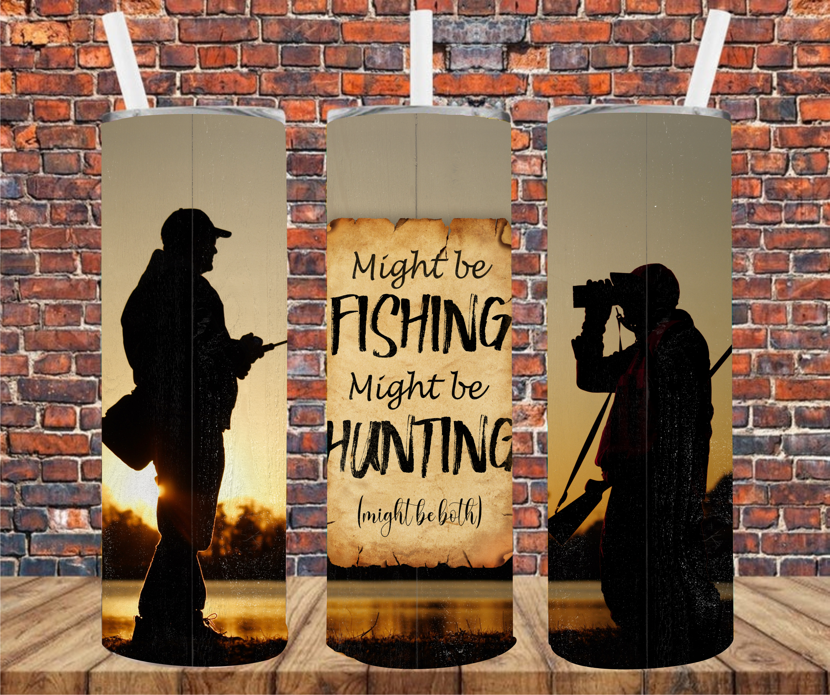 Might Be Fishing, Might Be Hunting, Might Be Both - Tumbler Wrap - Sublimation Transfer