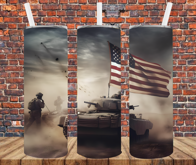Patriotic Military Soldier & Tank - Tumbler Wrap - Sublimation Transfers