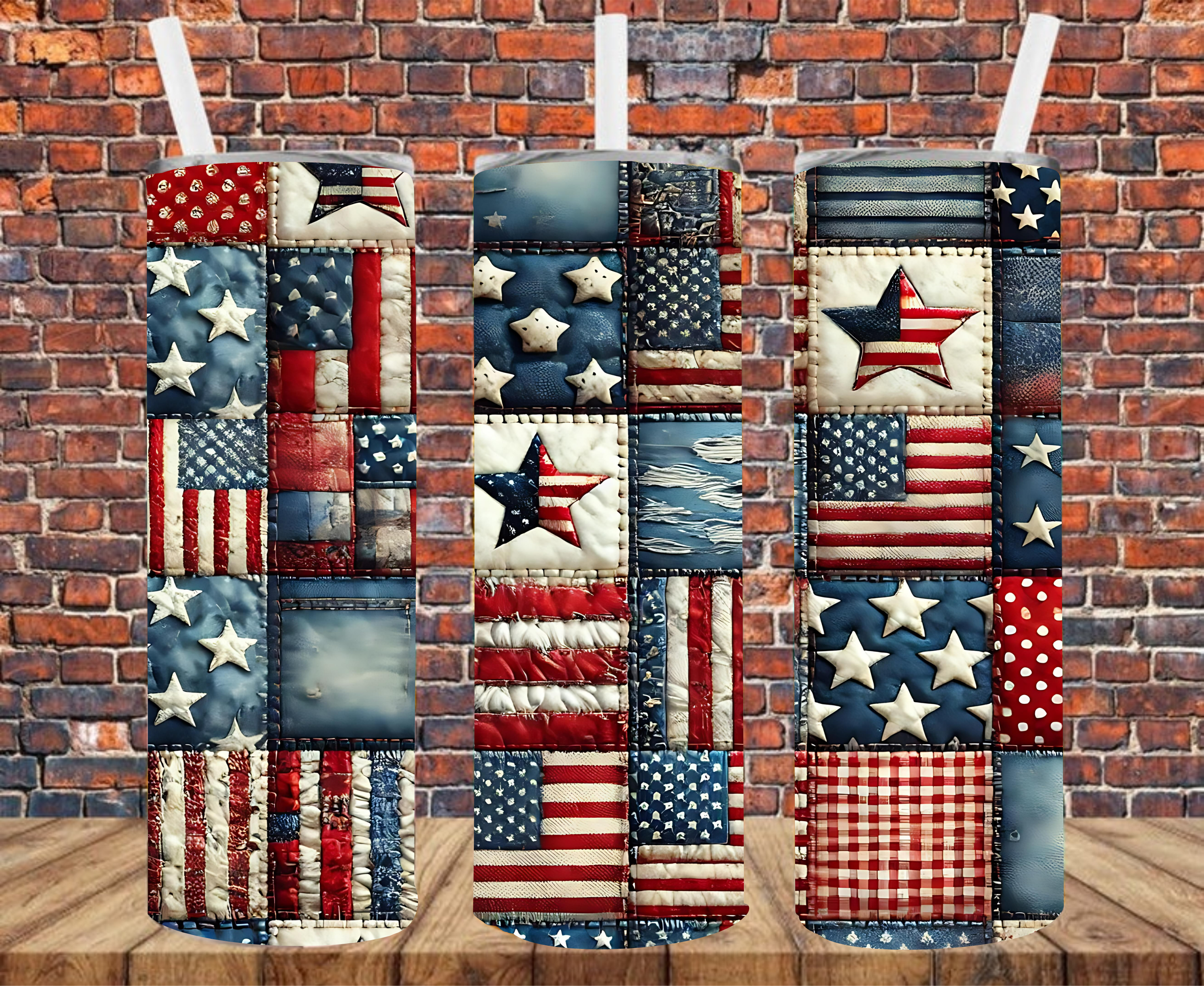 Patriotic Patchwork - Tumbler Wrap - Sublimation Transfer