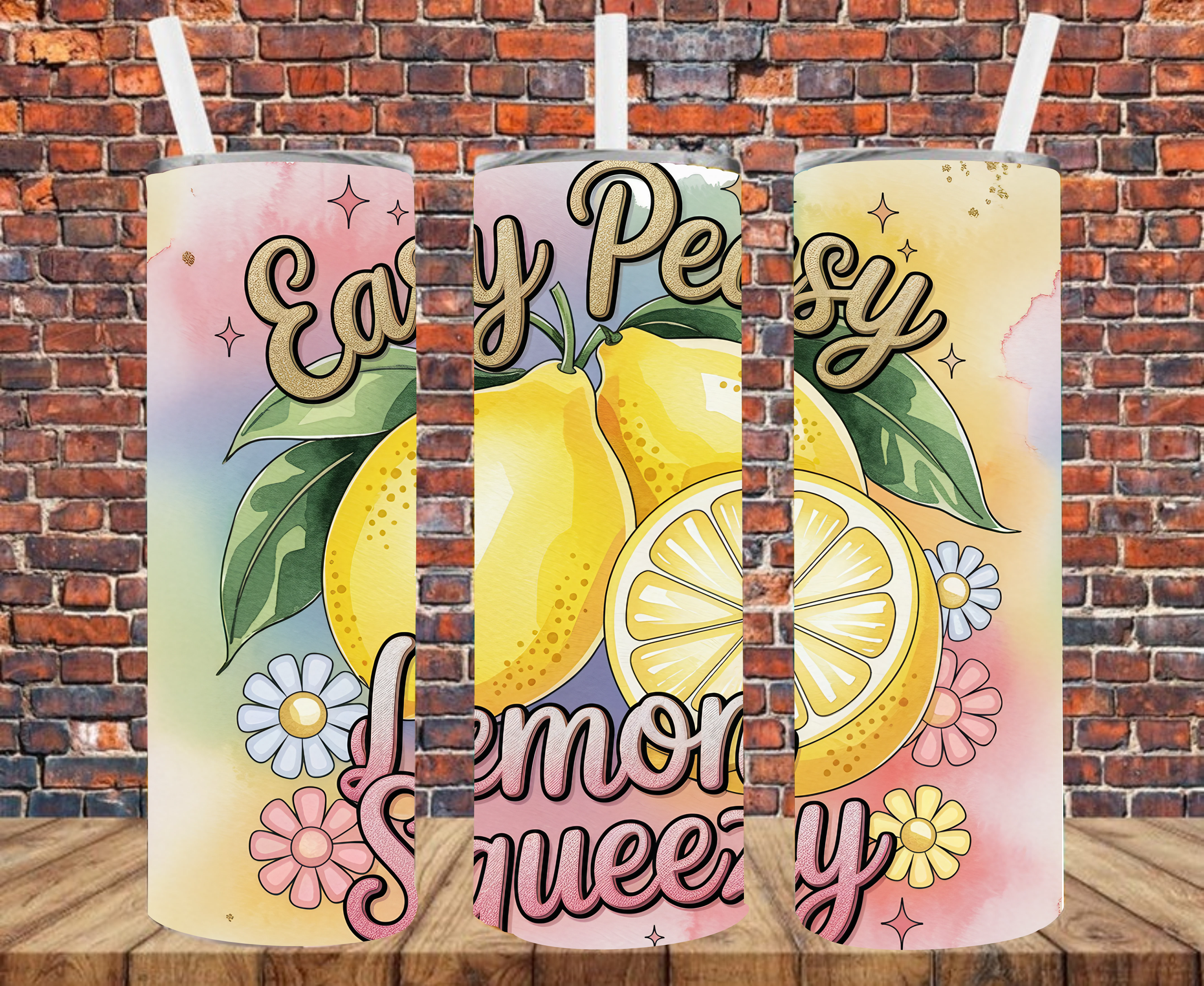 Easy Peasy Lemon Squeezy - Tumbler Wrap - Sublimation Transfer