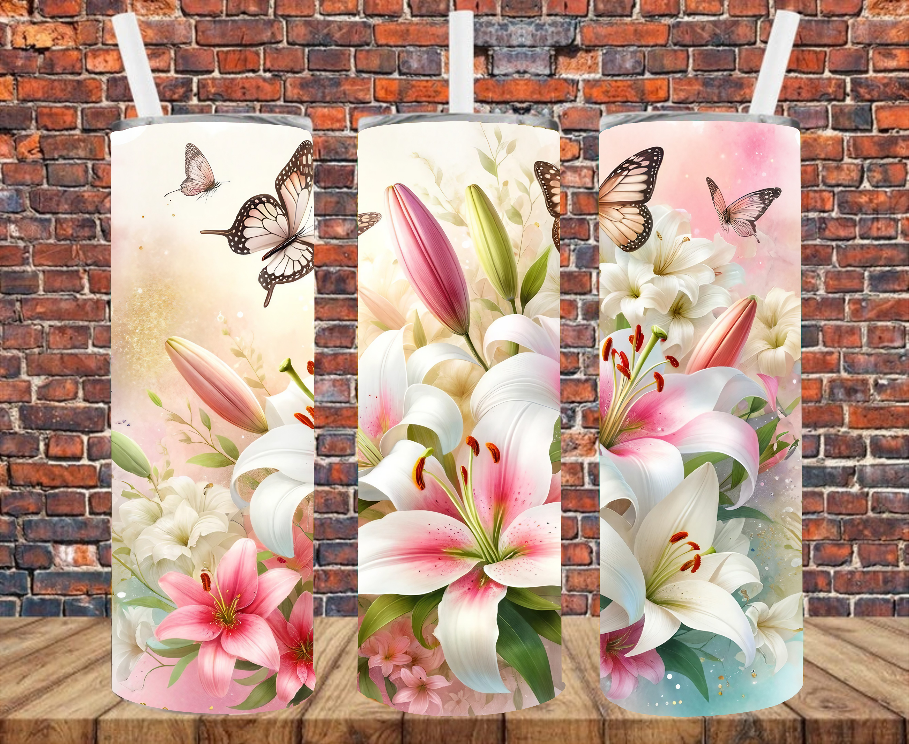 Floral Lillies - Tumbler Wrap - Sublimation Transfer