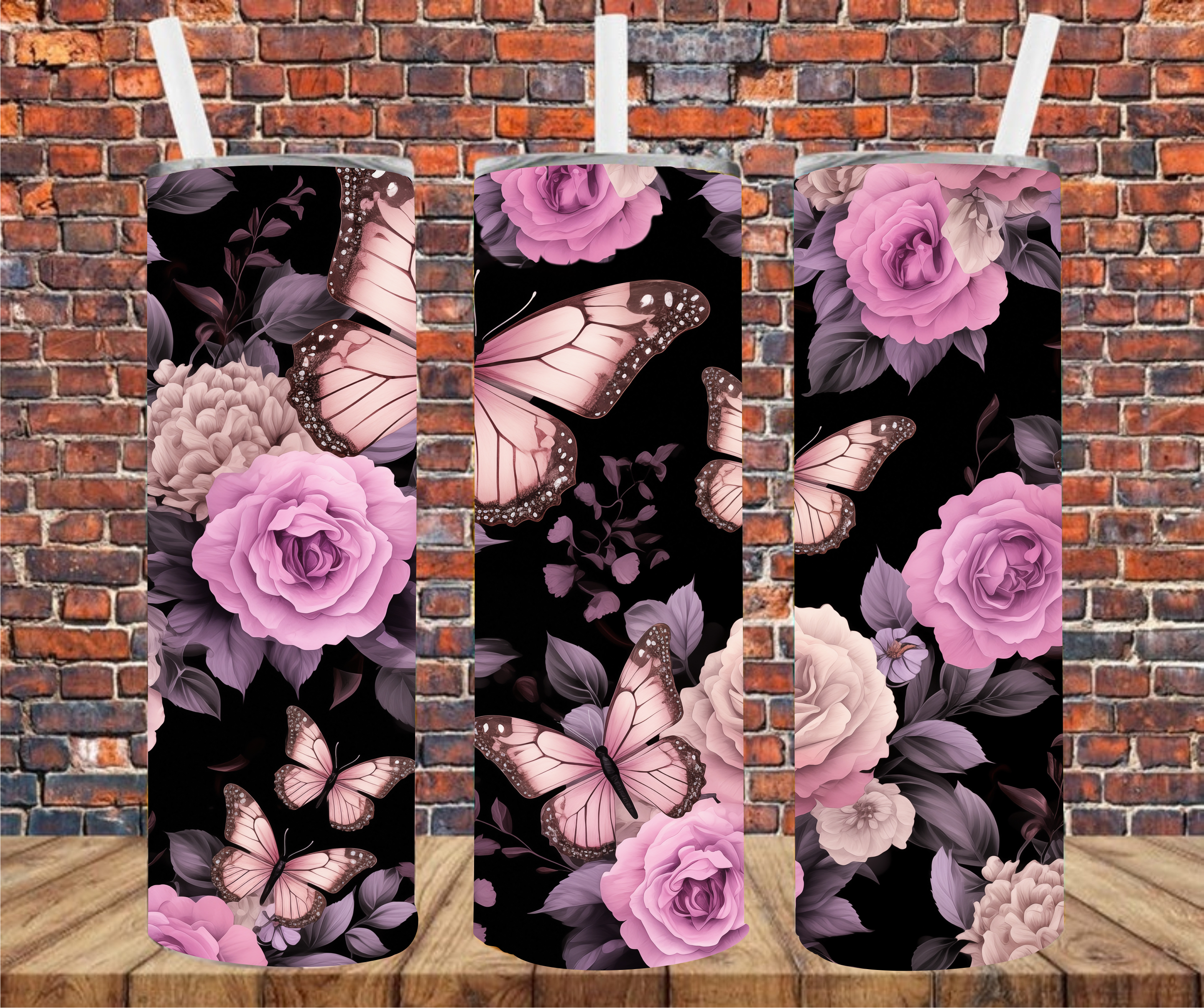 Floral Butterflies - Tumbler Wrap - Sublimation Transfers