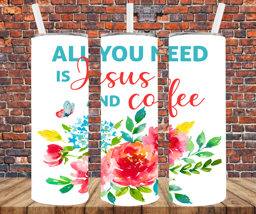All You Need Is Jesus & Coffee - Pioneer Inspired - Tumbler Wrap - Sublimation Transfers