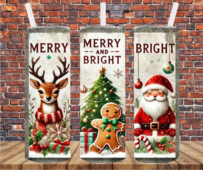 Merry & Bright  - Tumbler Wrap - Sublimation Transfer