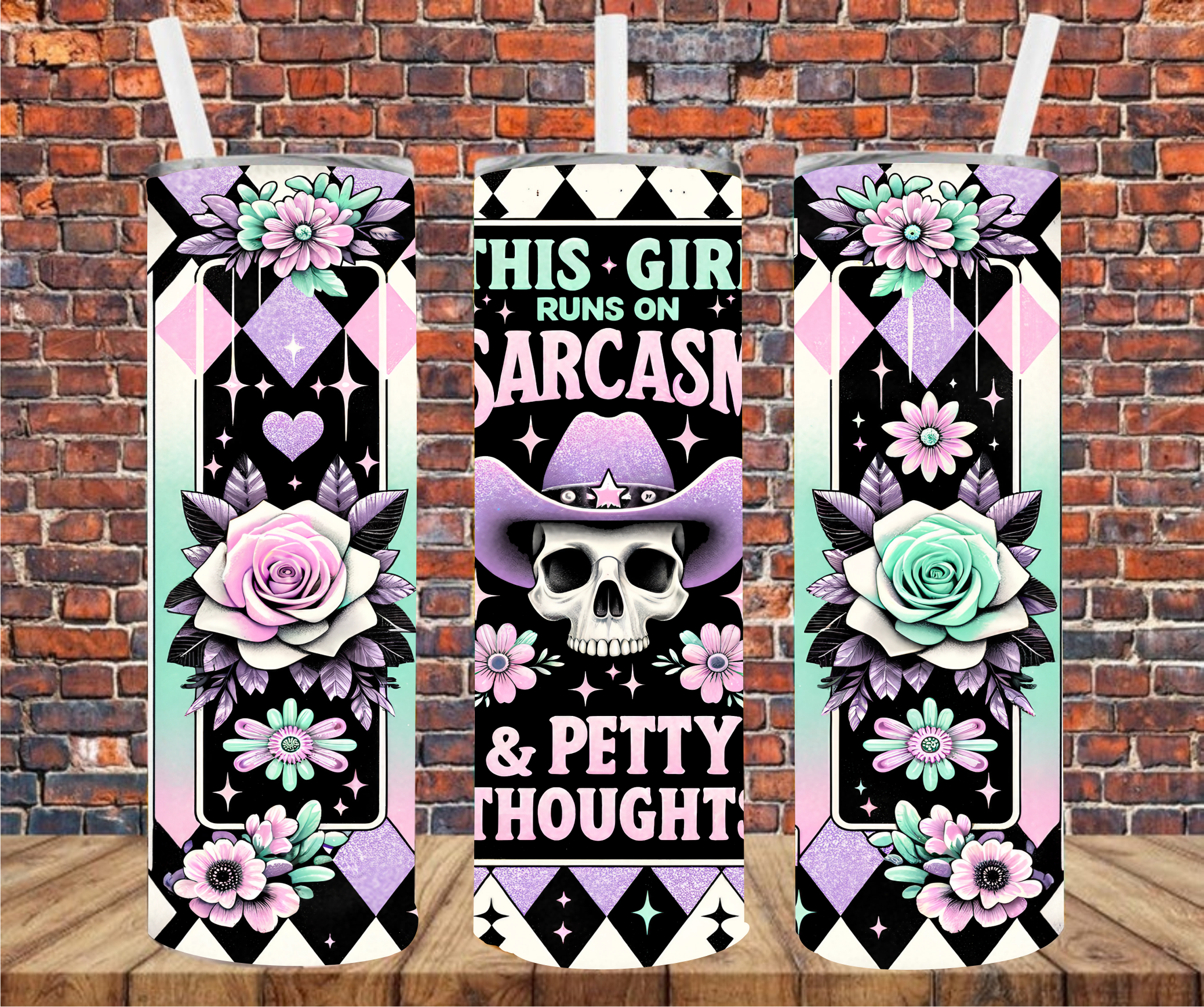 This Girl Runs On Sarcasm & Petty Thoughts - Tumbler Wrap - Vinyl Transfer