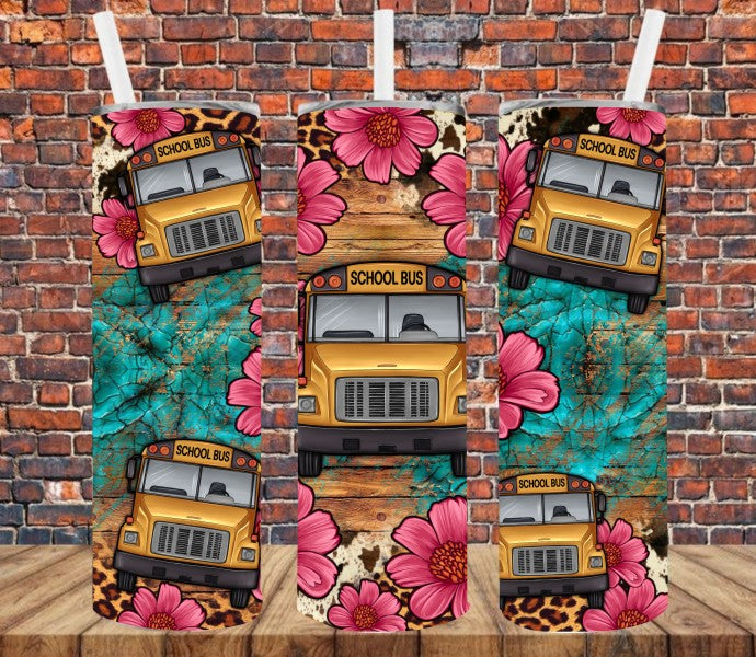 School Bus Floral - Tumbler Wrap Sublimation Transfers
