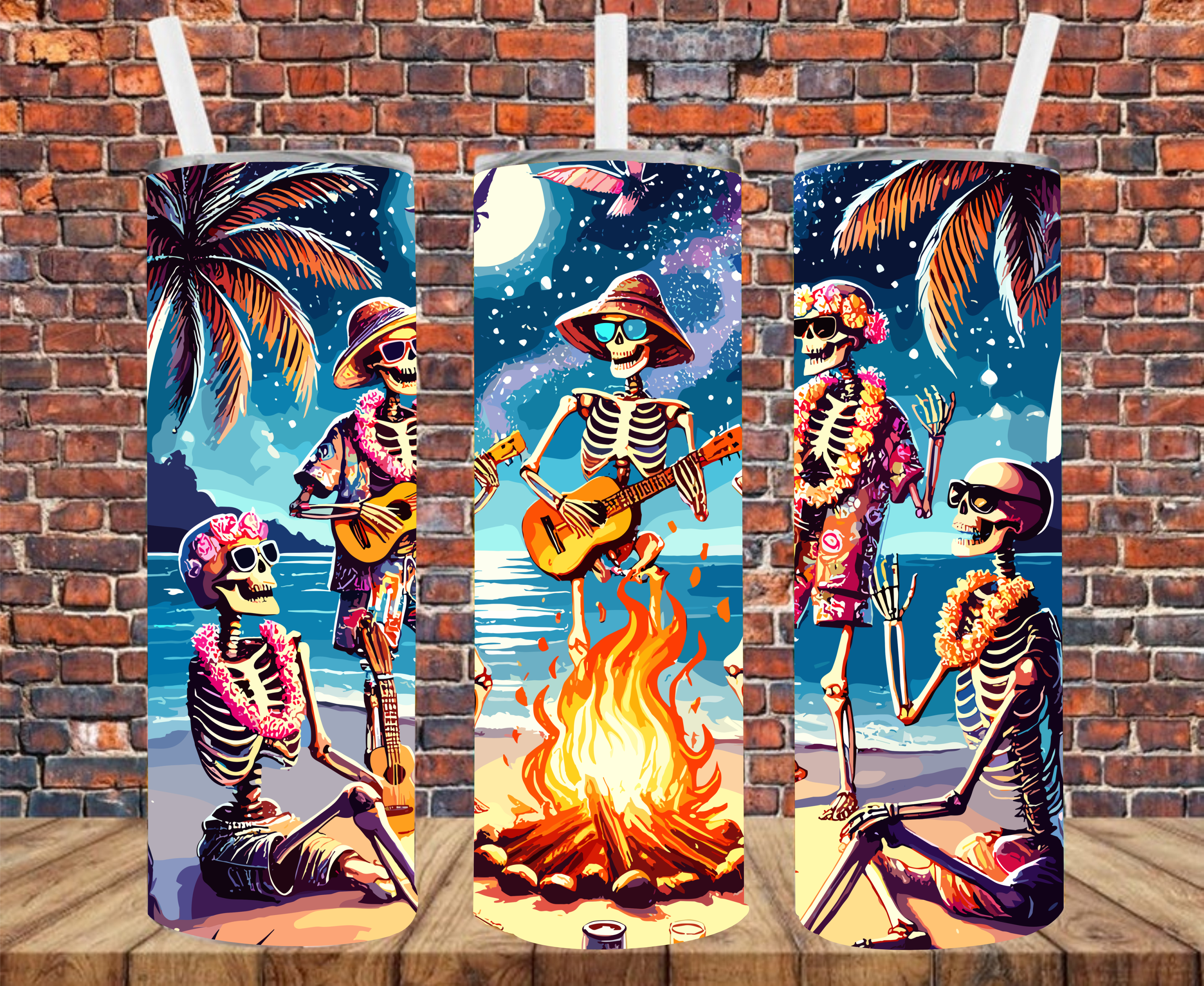 Skeletons Around Campfire - Tumbler Wrap - Sublimation Transfer