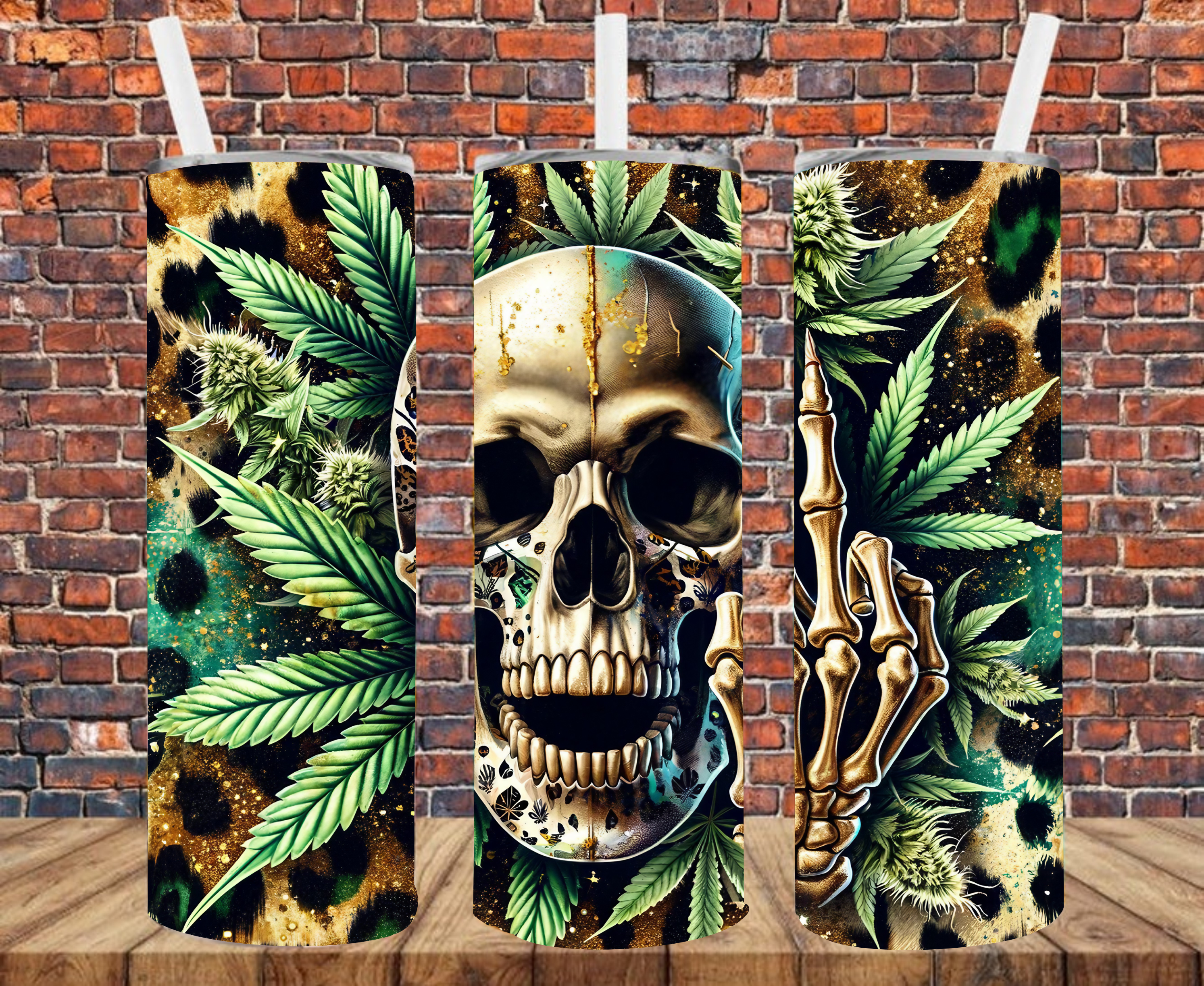 Weed & Skull - Tumbler Wrap - Sublimation Transfer