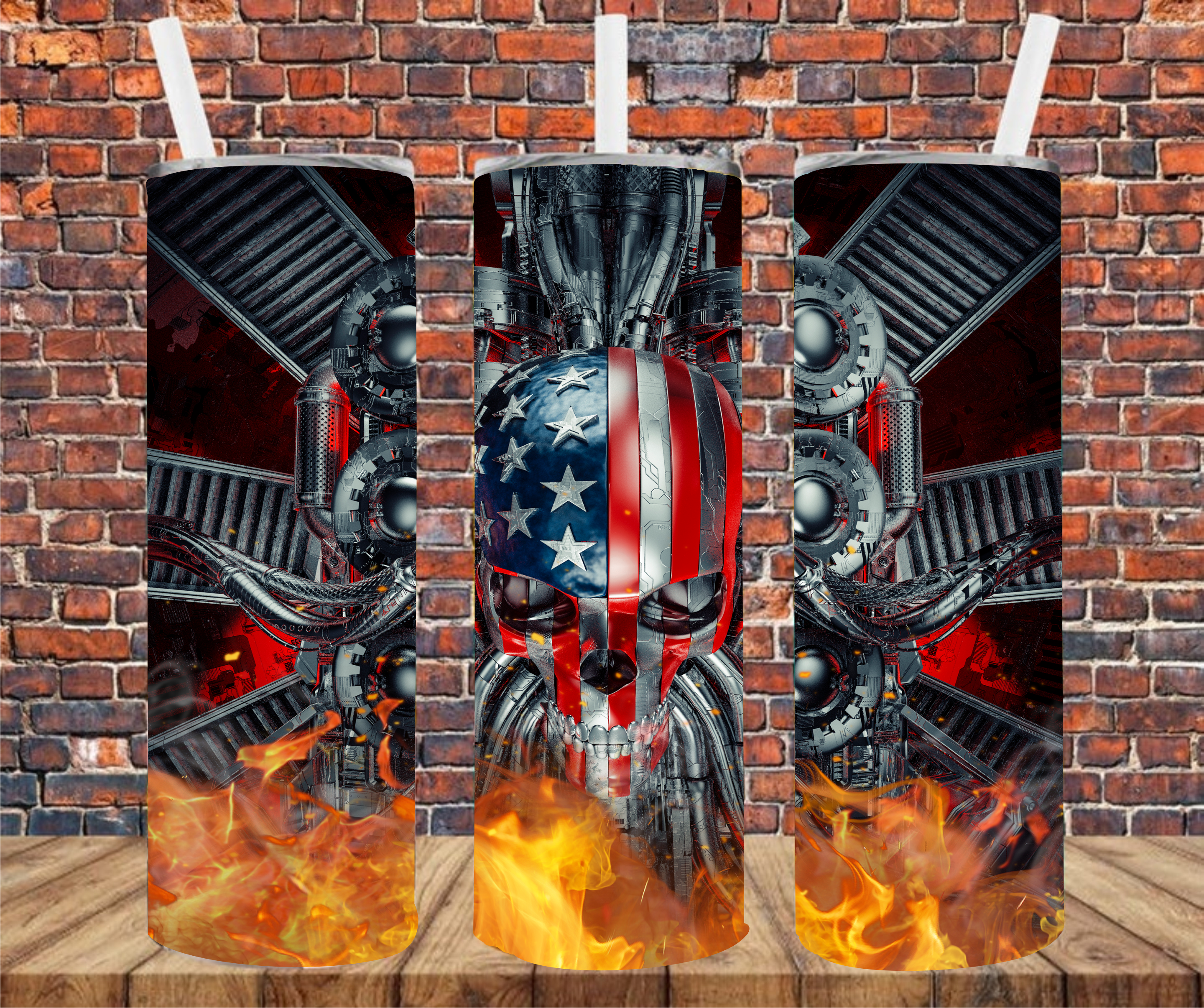 Skull On Motor - Tumbler Wrap - Sublimation Transfer