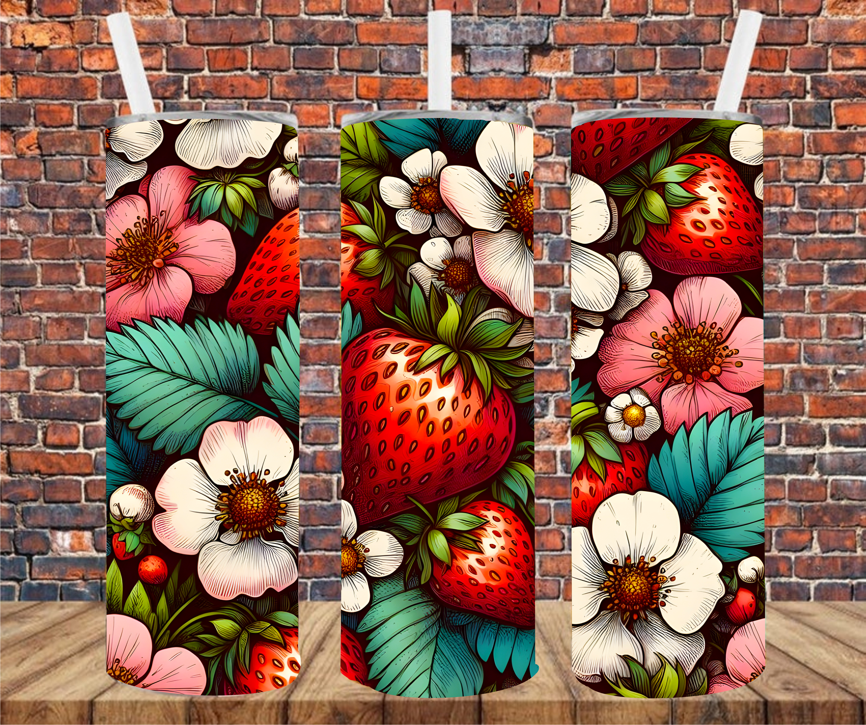 Strawberries - Tumbler Wrap - Sublimation Transfer